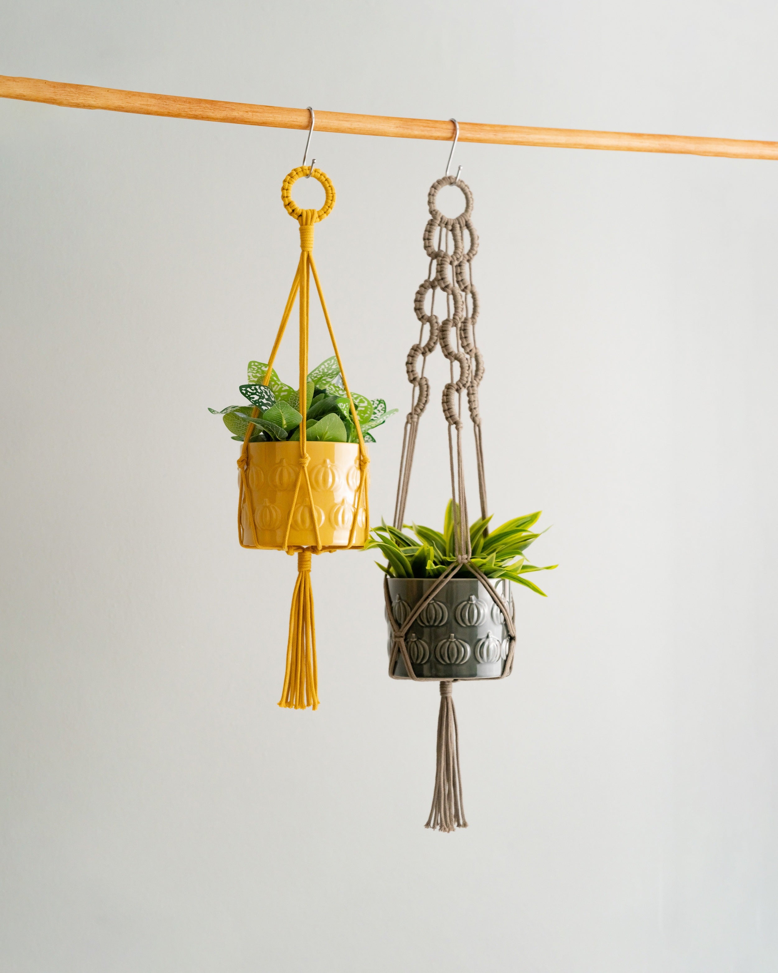 Macrame Plant Hanger with Tail – Cotton Boho Long Tassel Planter I48