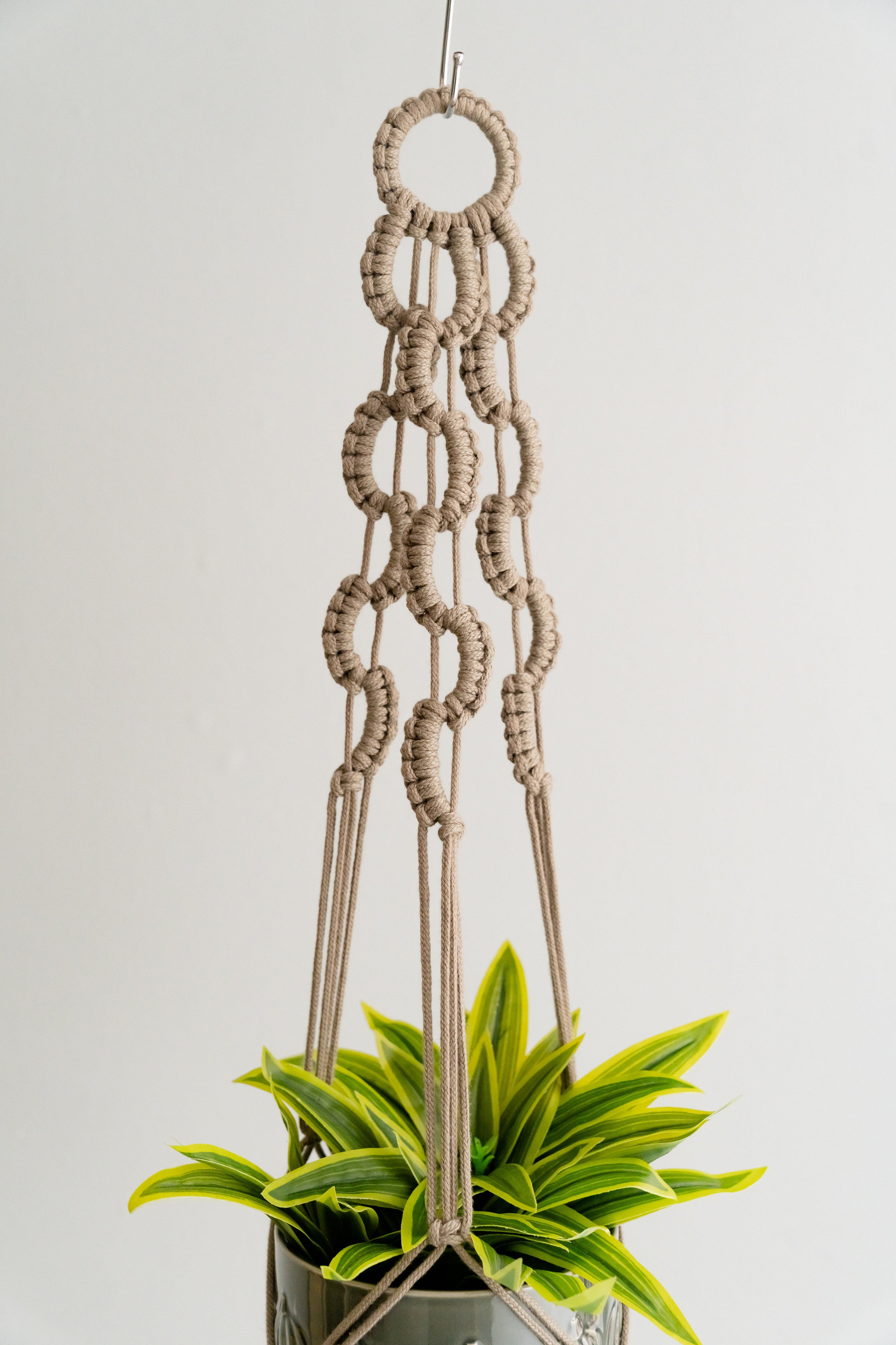 Macrame Plant Hanger with Tail – Cotton Boho Long Tassel Planter I48