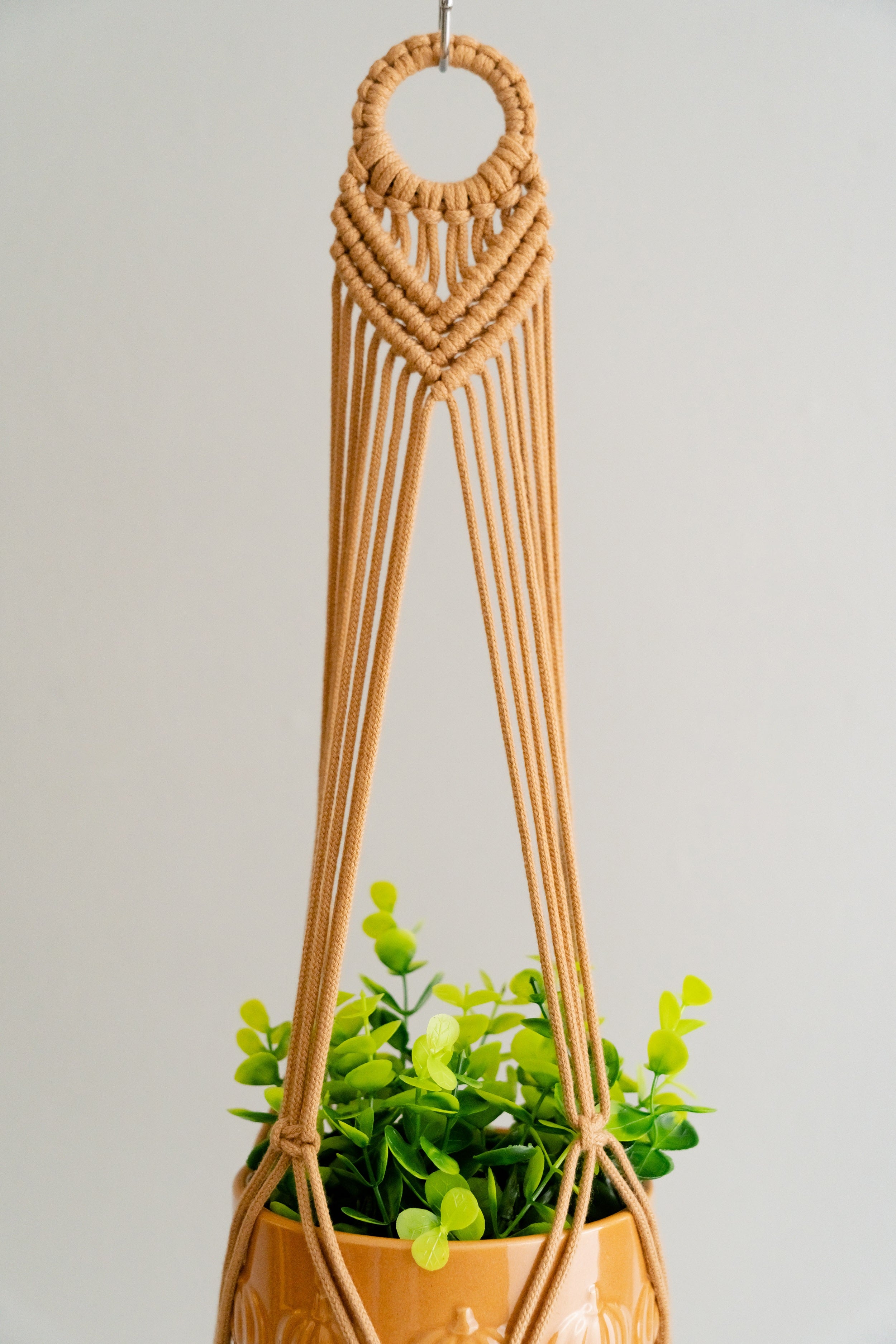 Macrame Plant Hanger with Tail – Cotton Boho Long Tassel Planter I48