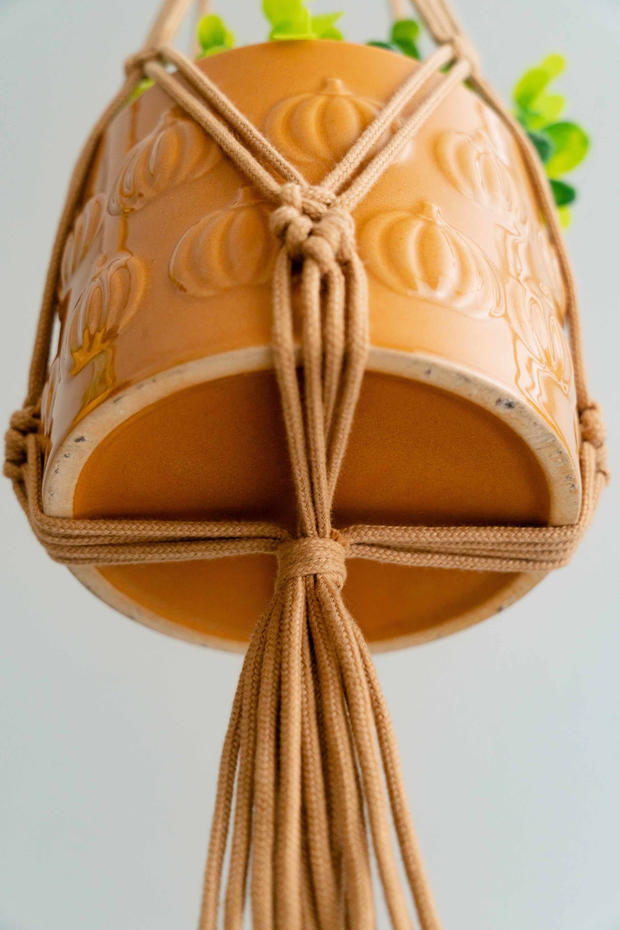 Macrame Plant Hanger with Tail – Cotton Boho Long Tassel Planter I48