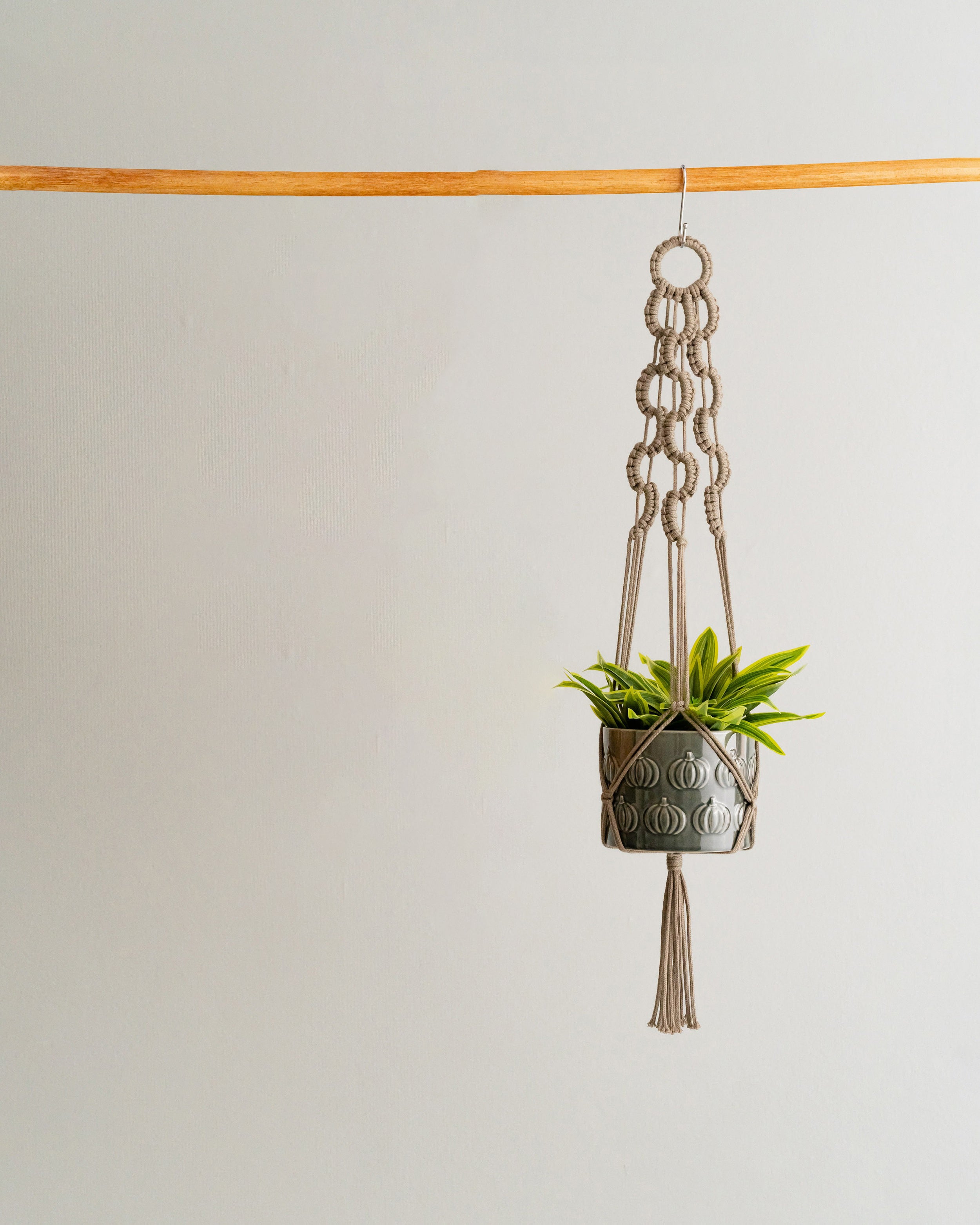 Macrame Plant Hanger with Tail – Cotton Boho Long Tassel Planter I48