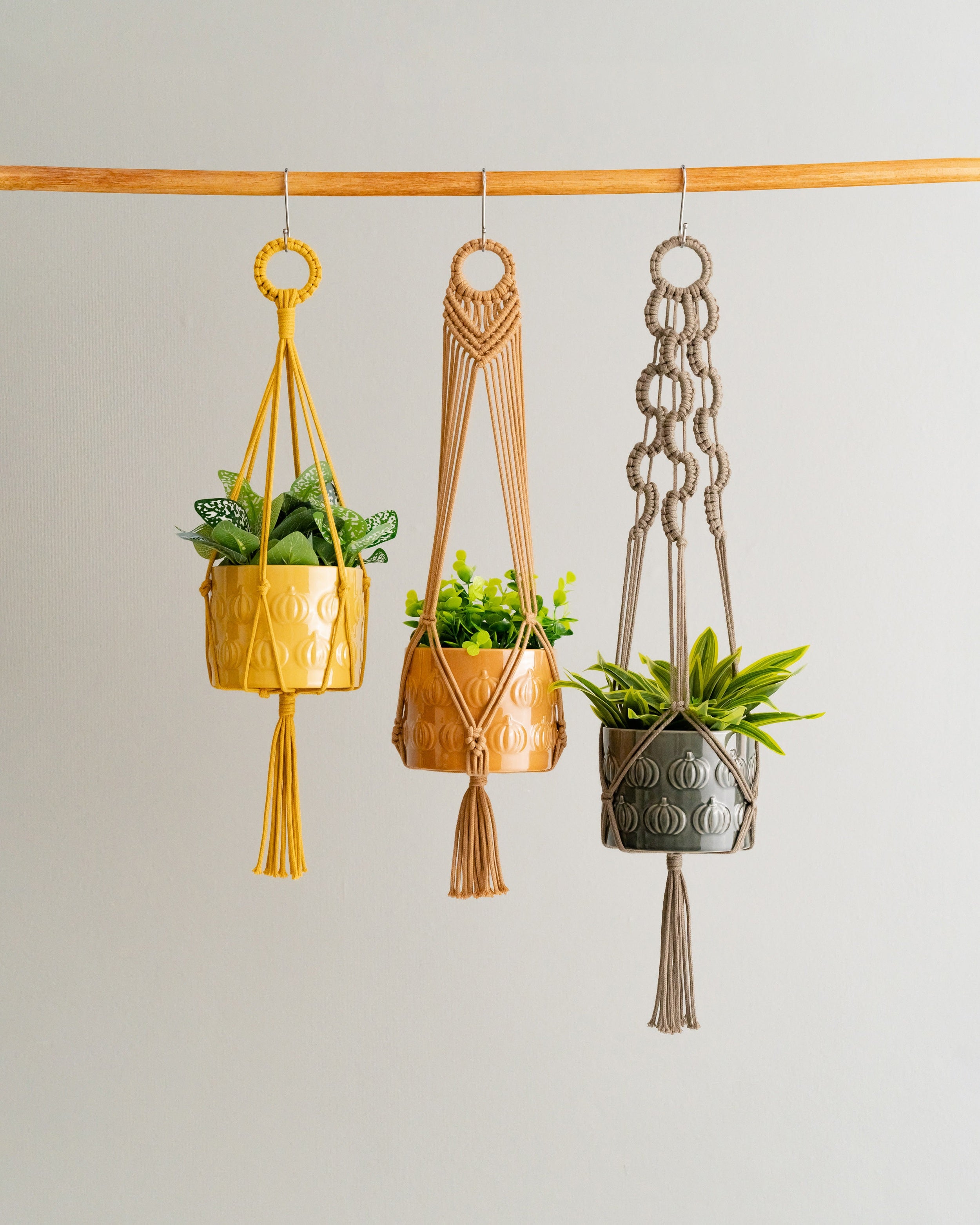Macrame Plant Hanger with Tail – Cotton Boho Long Tassel Planter I48