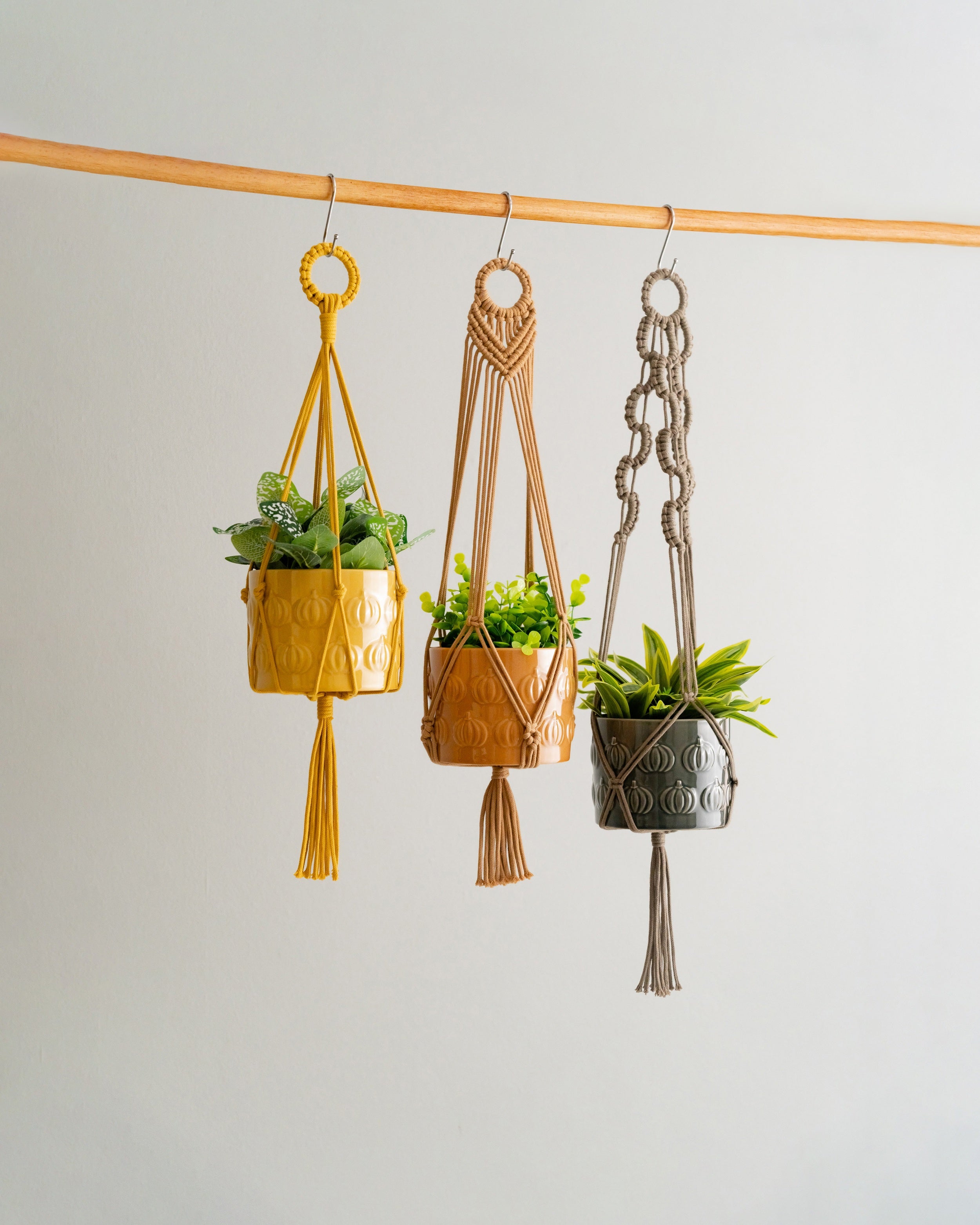Macrame Plant Hanger with Tail – Cotton Boho Long Tassel Planter I48