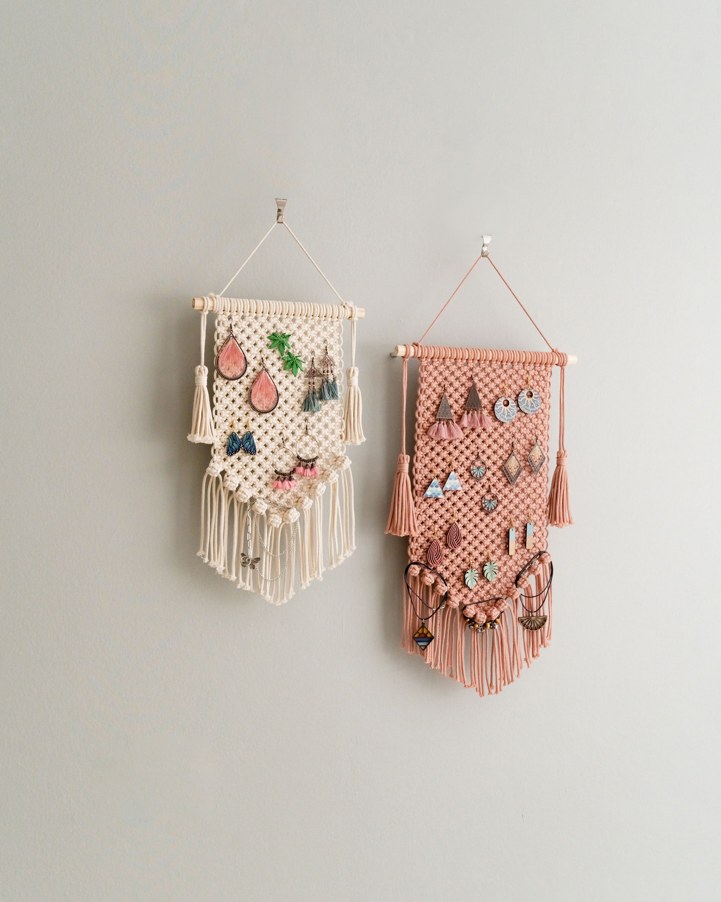 Handmade Macrame Earring Holder – Jewelry Wall Organizer I52