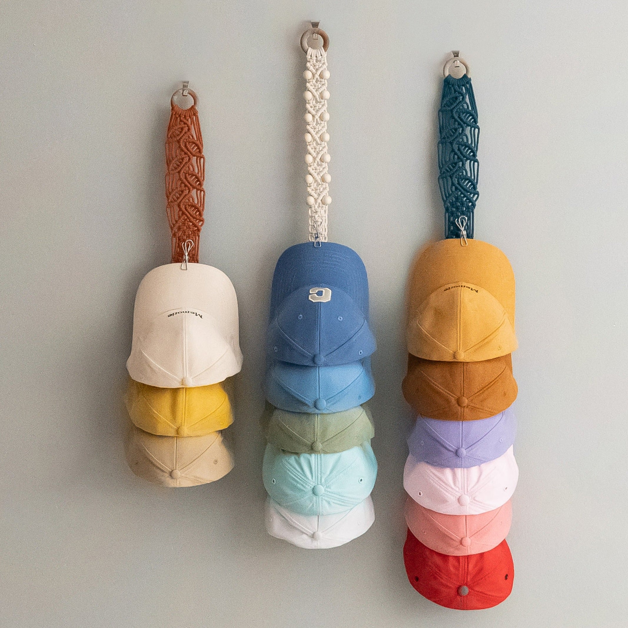 Macrame Baseball Cap Hanger – Wall Mounted Hat Organizer I11