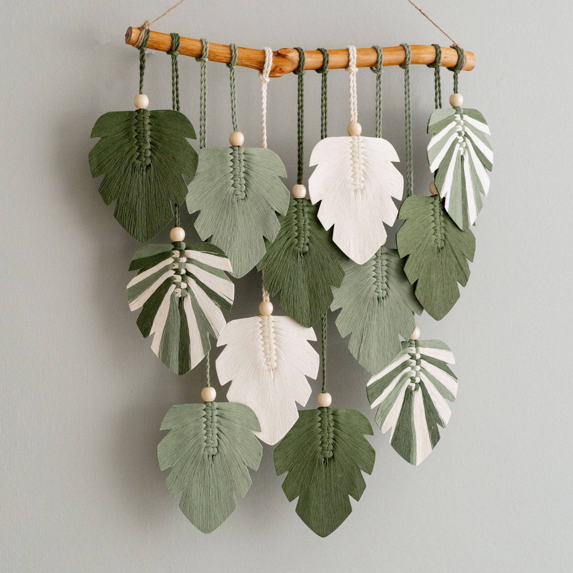 Macrame Monstera Leaves Wall Hanging - Farmhouse Wall Art L49