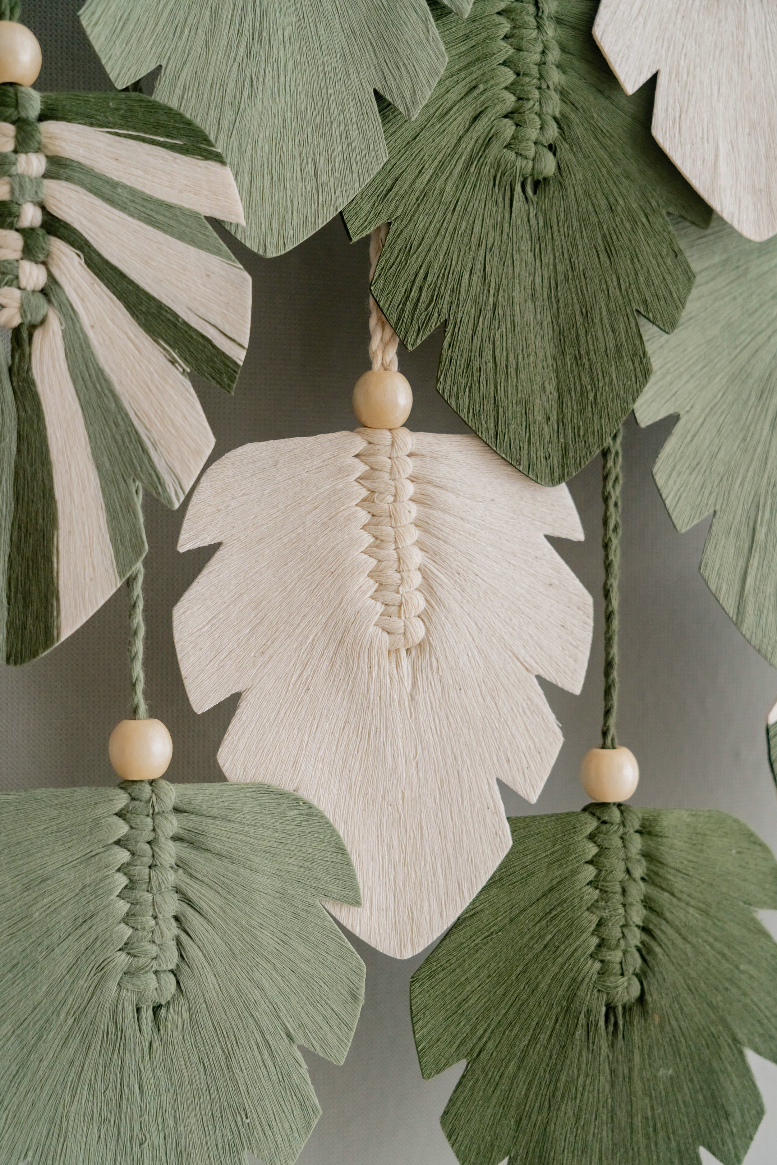 Macrame Monstera Leaf Wall Hanging for Boho Decor and Rustic Art L49