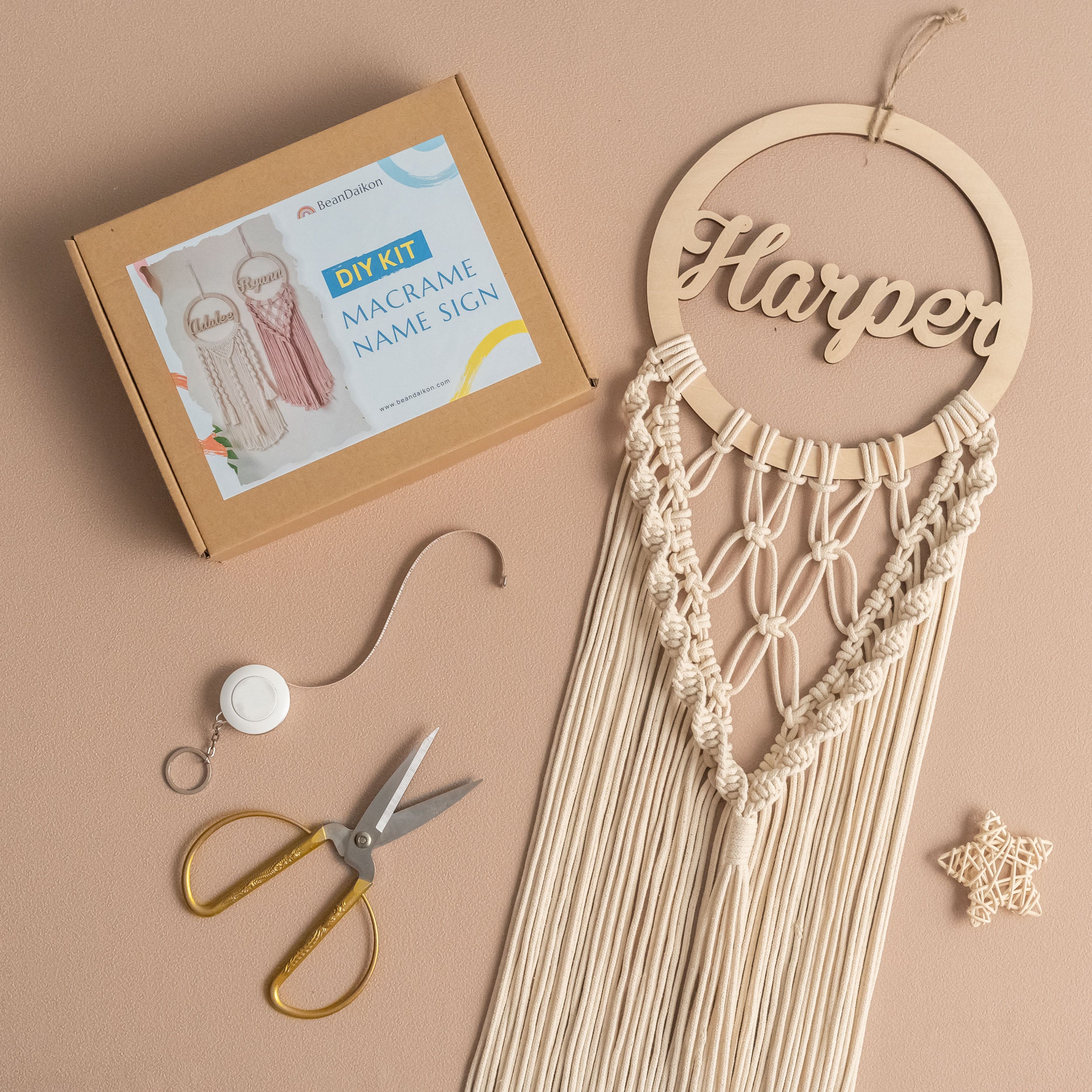 Custom Name Sign DIY Kit - Macrame Wall Hanging Craft K14