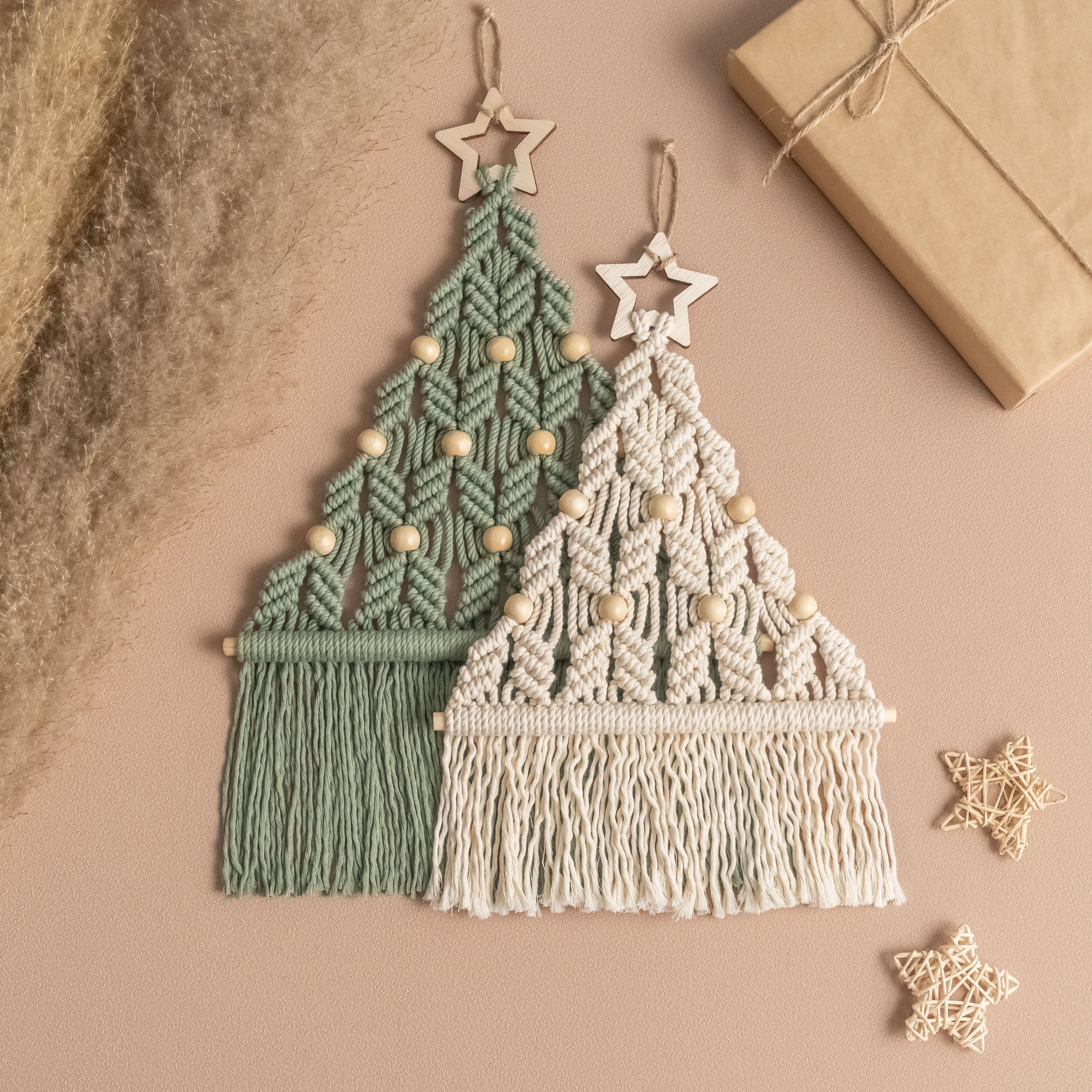 Christmas DIY Wall Decor – Cotton Macrame Tree Kit with Wood Beads K20