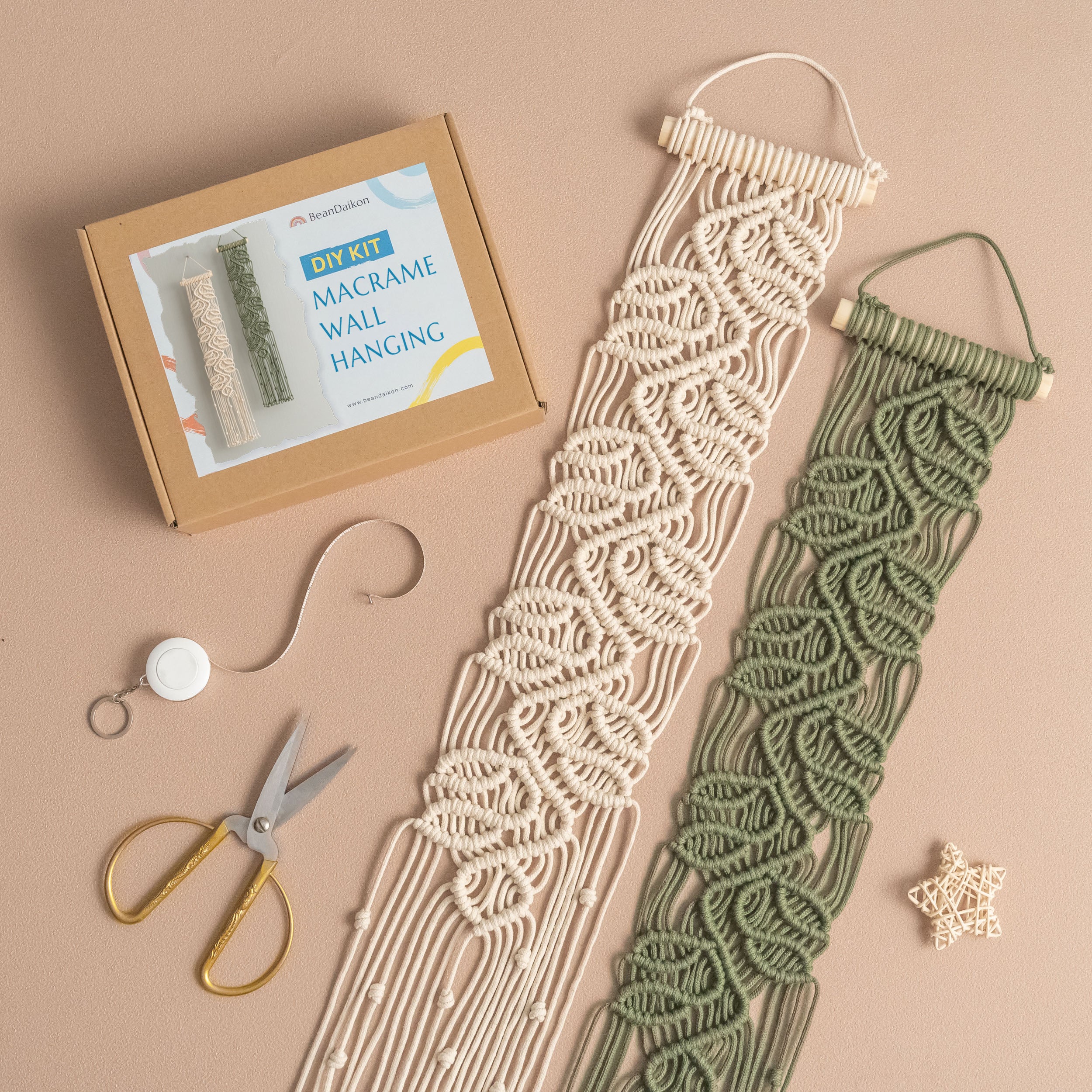 Macrame Leaf Vine Wall Hanging Kit – DIY Home Decor for Beginners K29