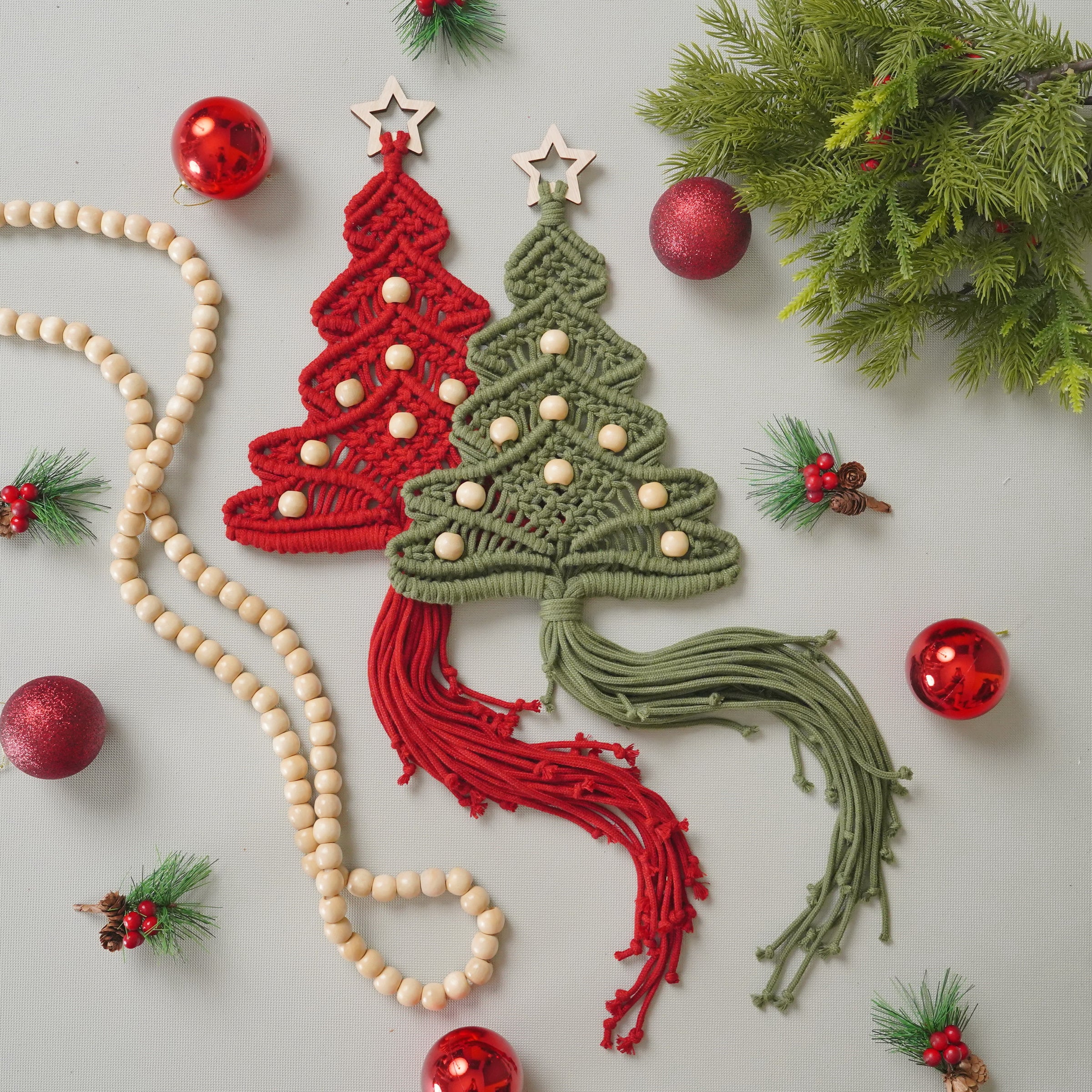 DIY Macrame Christmas Tree Kit – Cotton Cord Holiday Craft K55