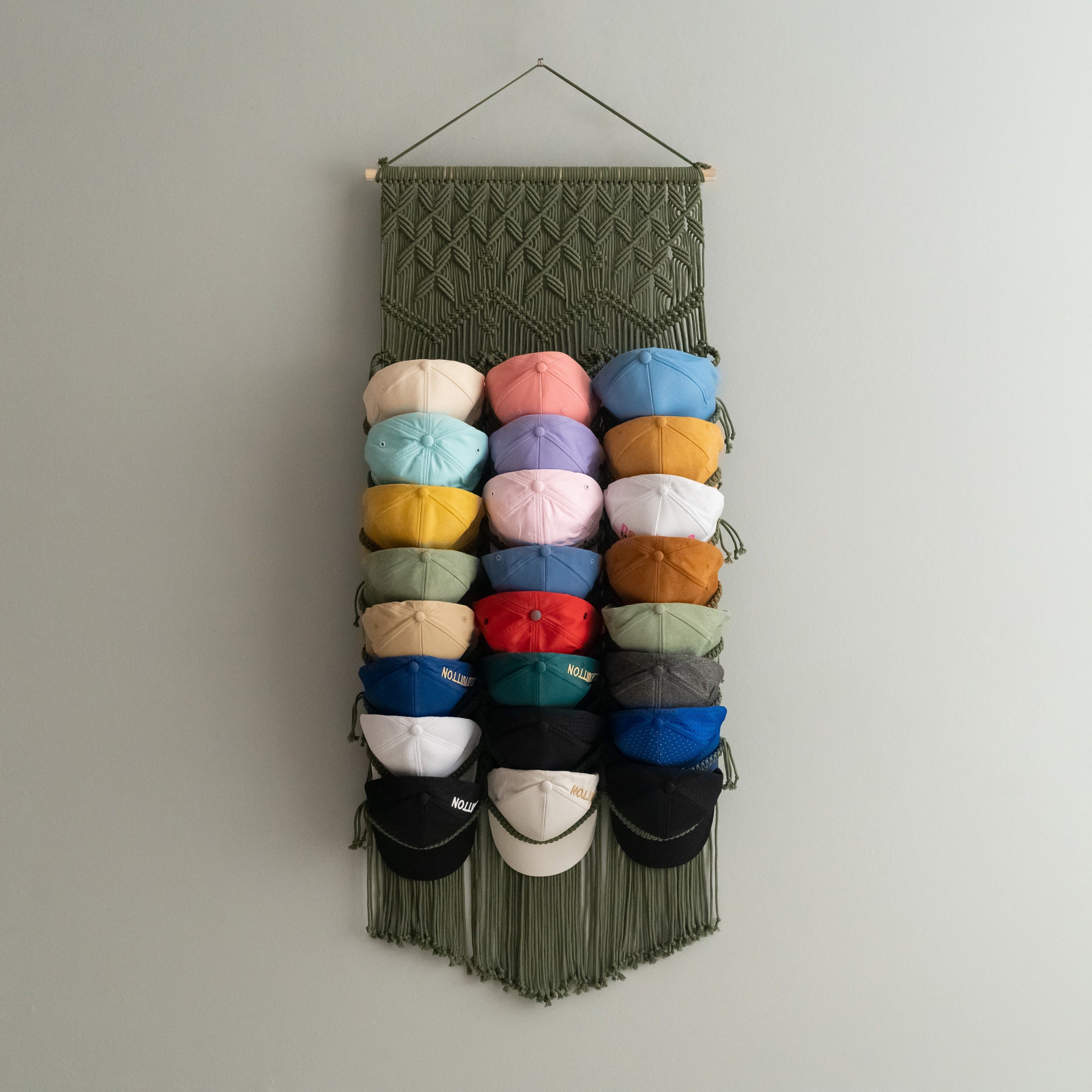 Macrame Baseball Cap Holder – Hat Organizer for Wall I23