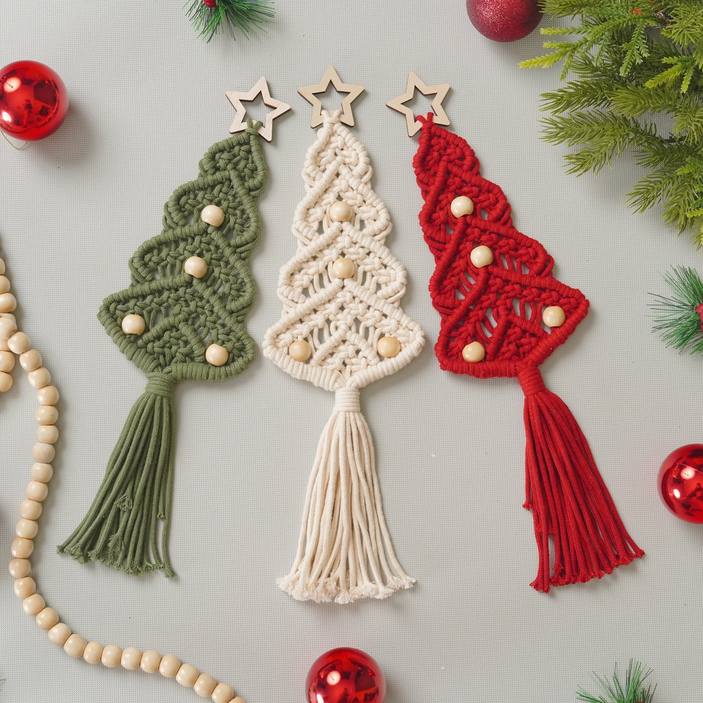 Macrame Christmas Tree DIY Kit – Boho Cotton Cord Holiday Decor K54
