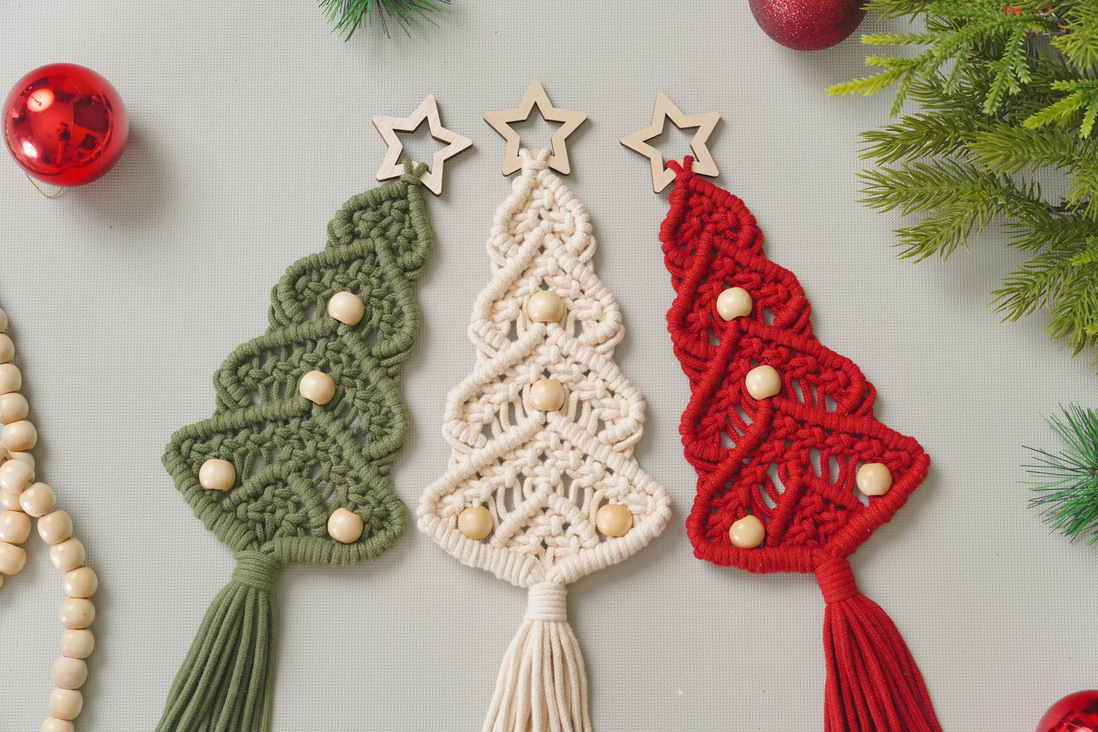 Macrame Christmas Tree DIY Kit – Boho Cotton Cord Holiday Decor K54