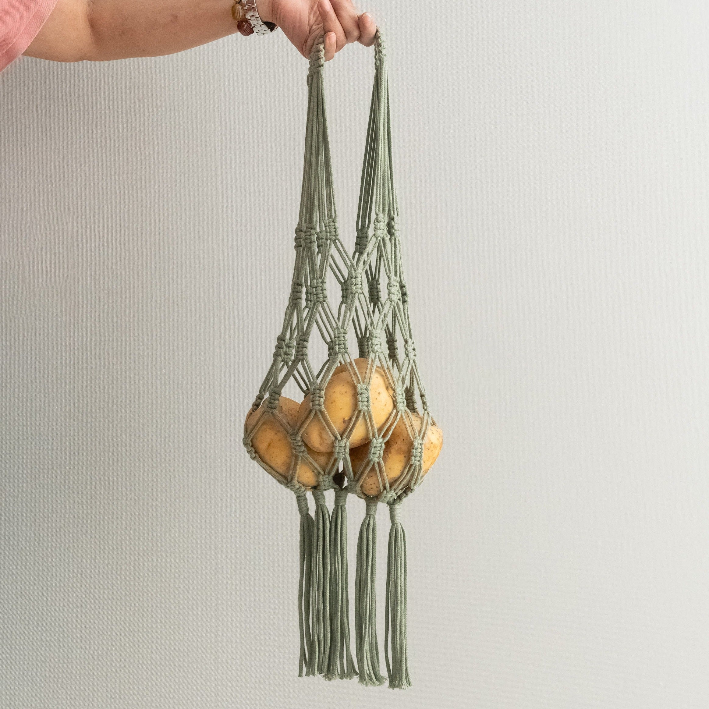 Macrame Hanging Fruit Basket macrame cord for Wall Storage I66
