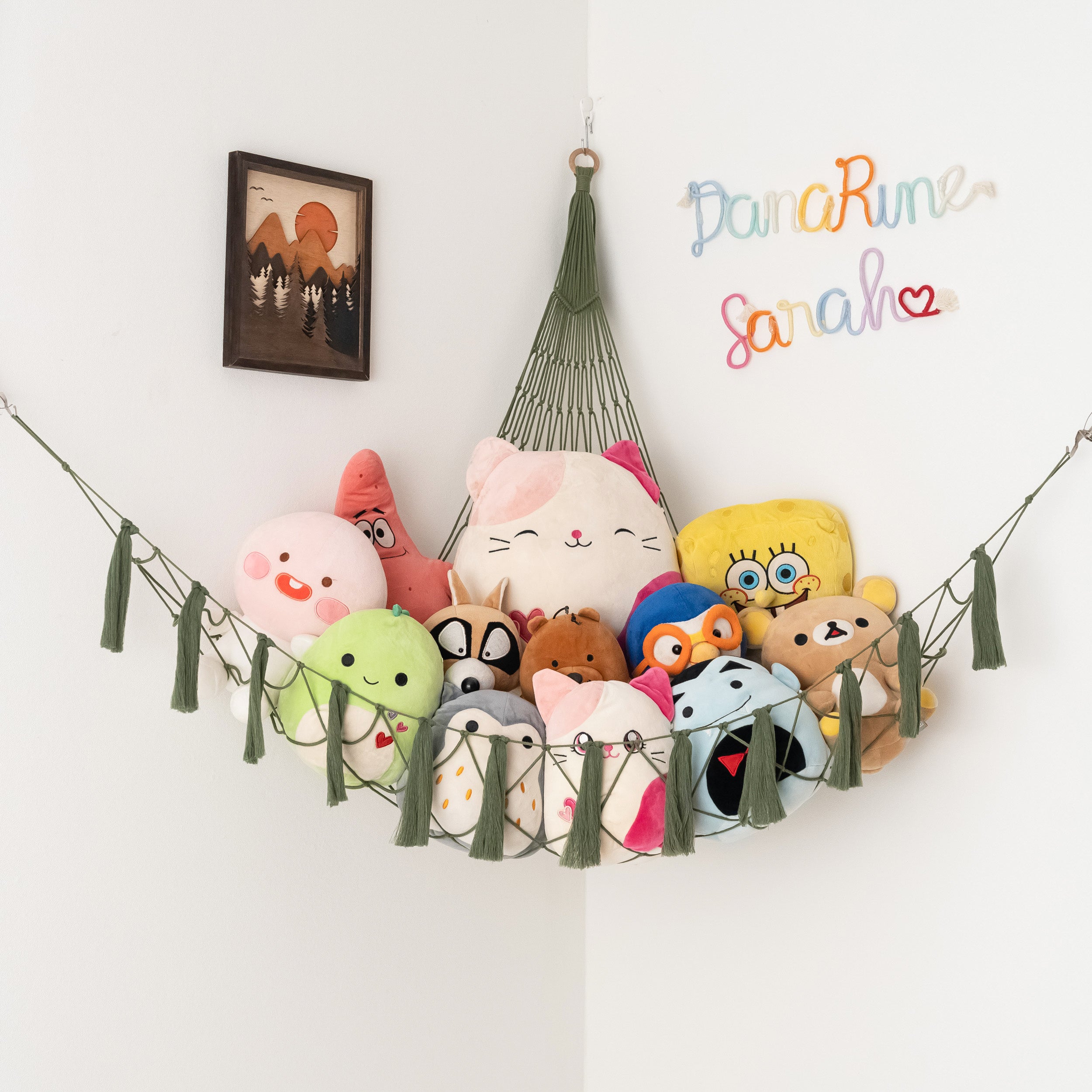 Macrame Toy Hammock – Cotton Rope Toy Storage for Baby Room H20