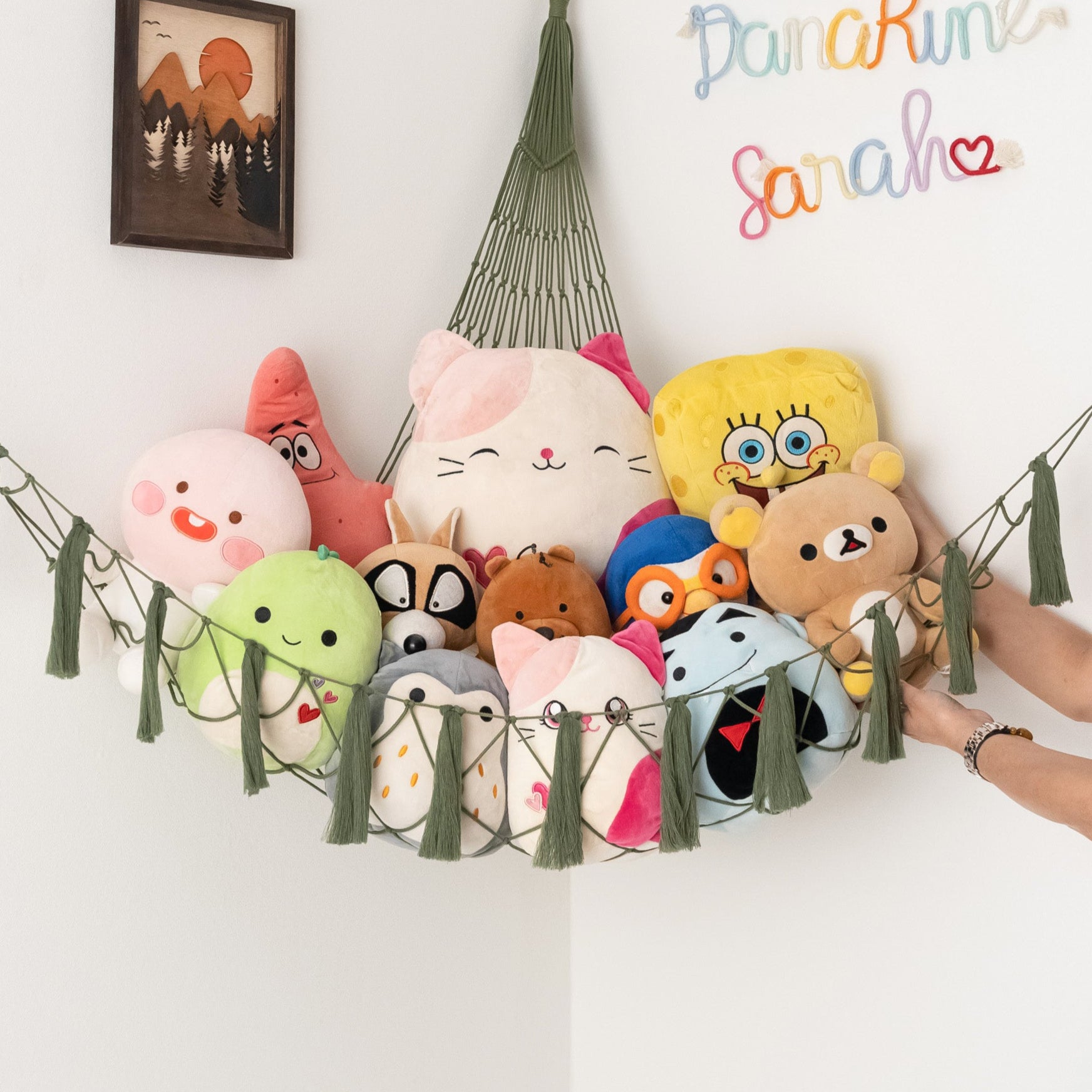 Macrame Toy Hammock – Cotton Rope Toy Storage for Baby Room H20
