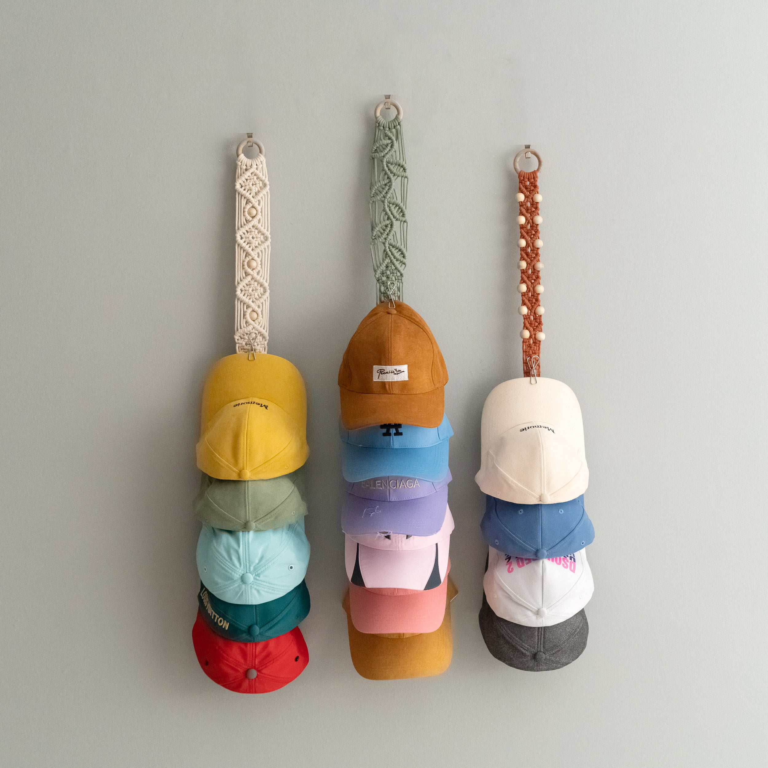 Macrame Baseball Cap Hanger – Wall Mounted Hat Organizer I11