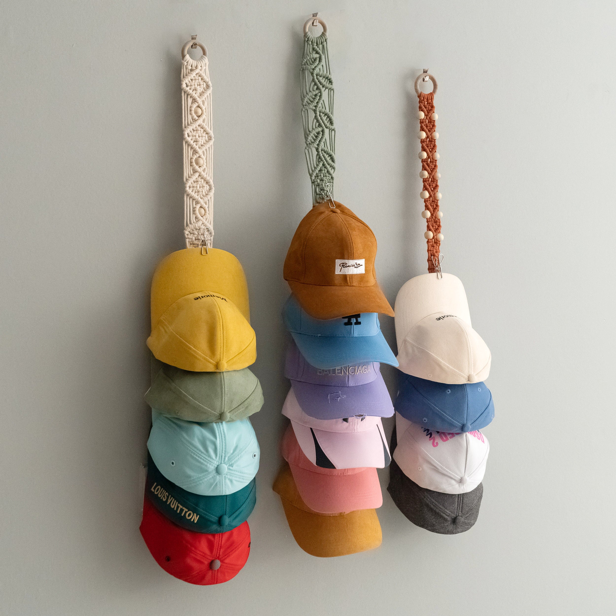 Macrame Baseball Cap Hanger – Wall Mounted Hat Organizer I11
