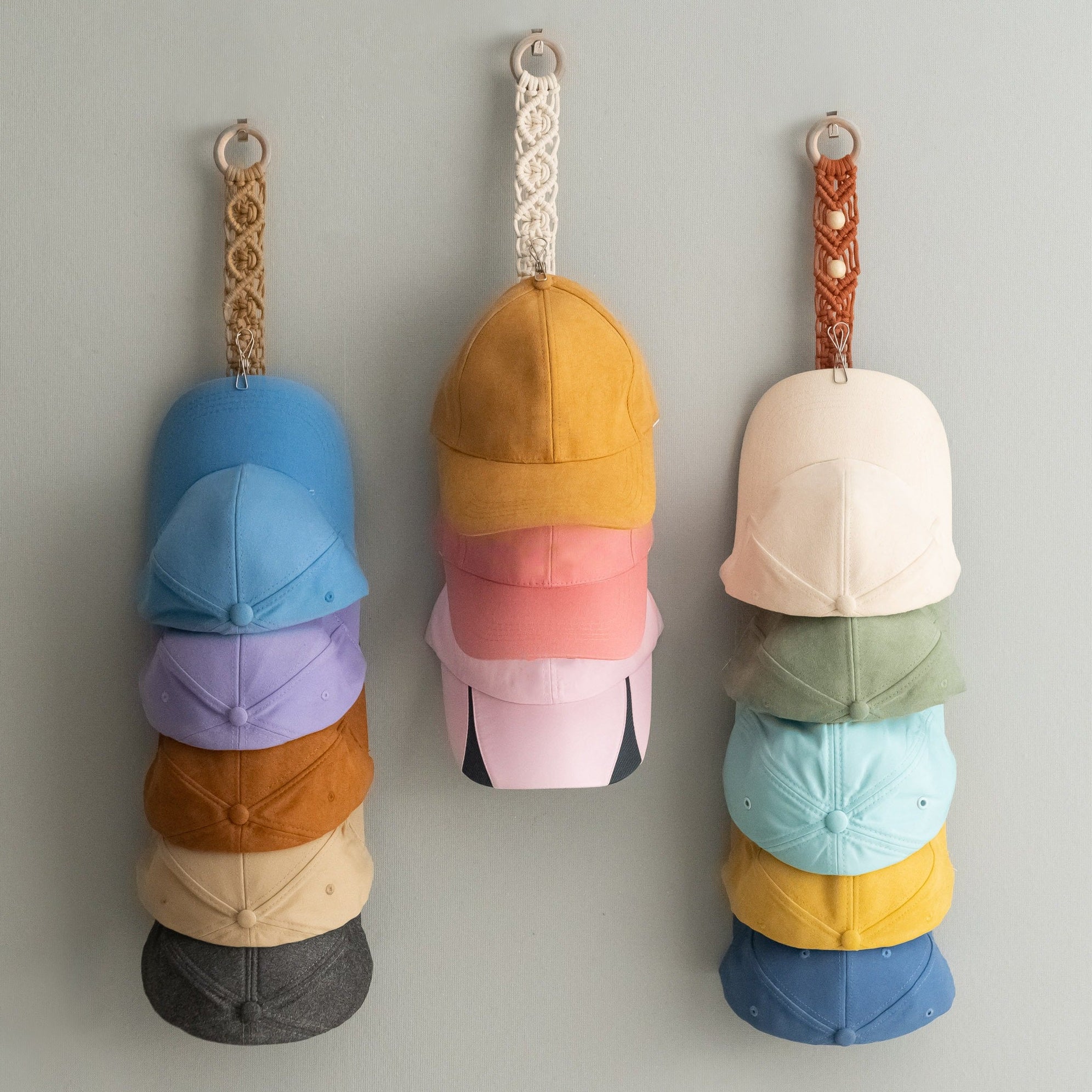 Macrame Cap Hanger macrame for Wall Hat Storage and Boho Decor H38