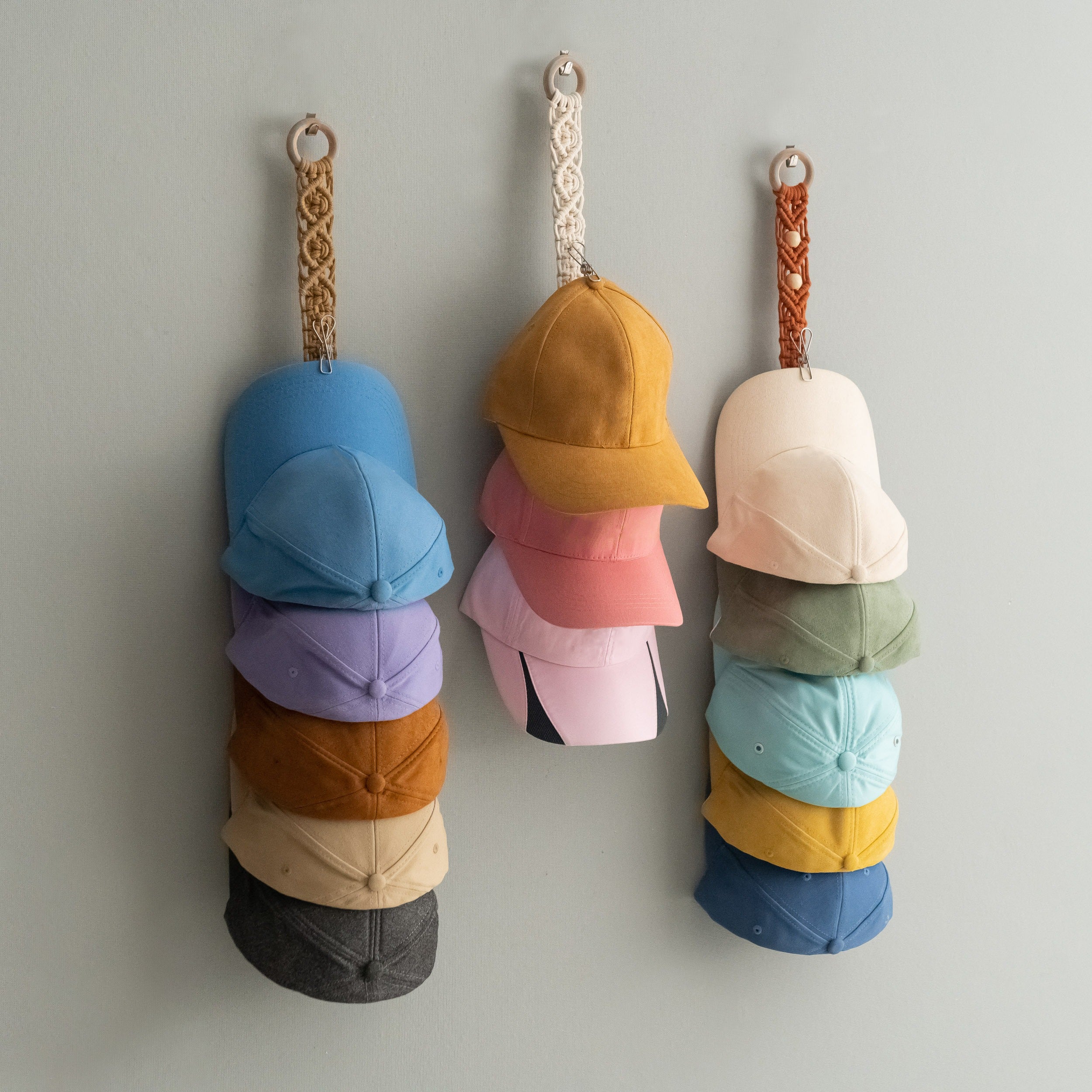 Macrame Baseball Cap Holder – Wall Hanging Hat Organizer H38