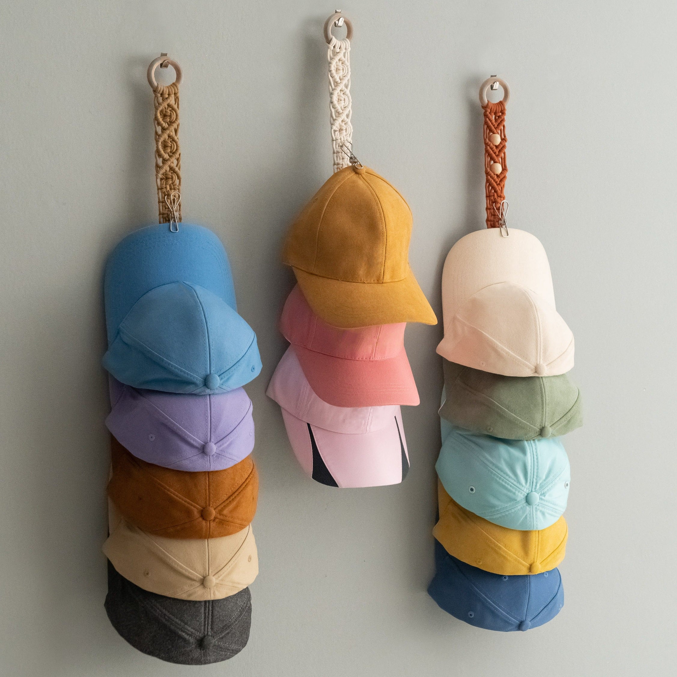 Macrame Cap Hanger macrame for Wall Hat Storage and Boho Decor H38