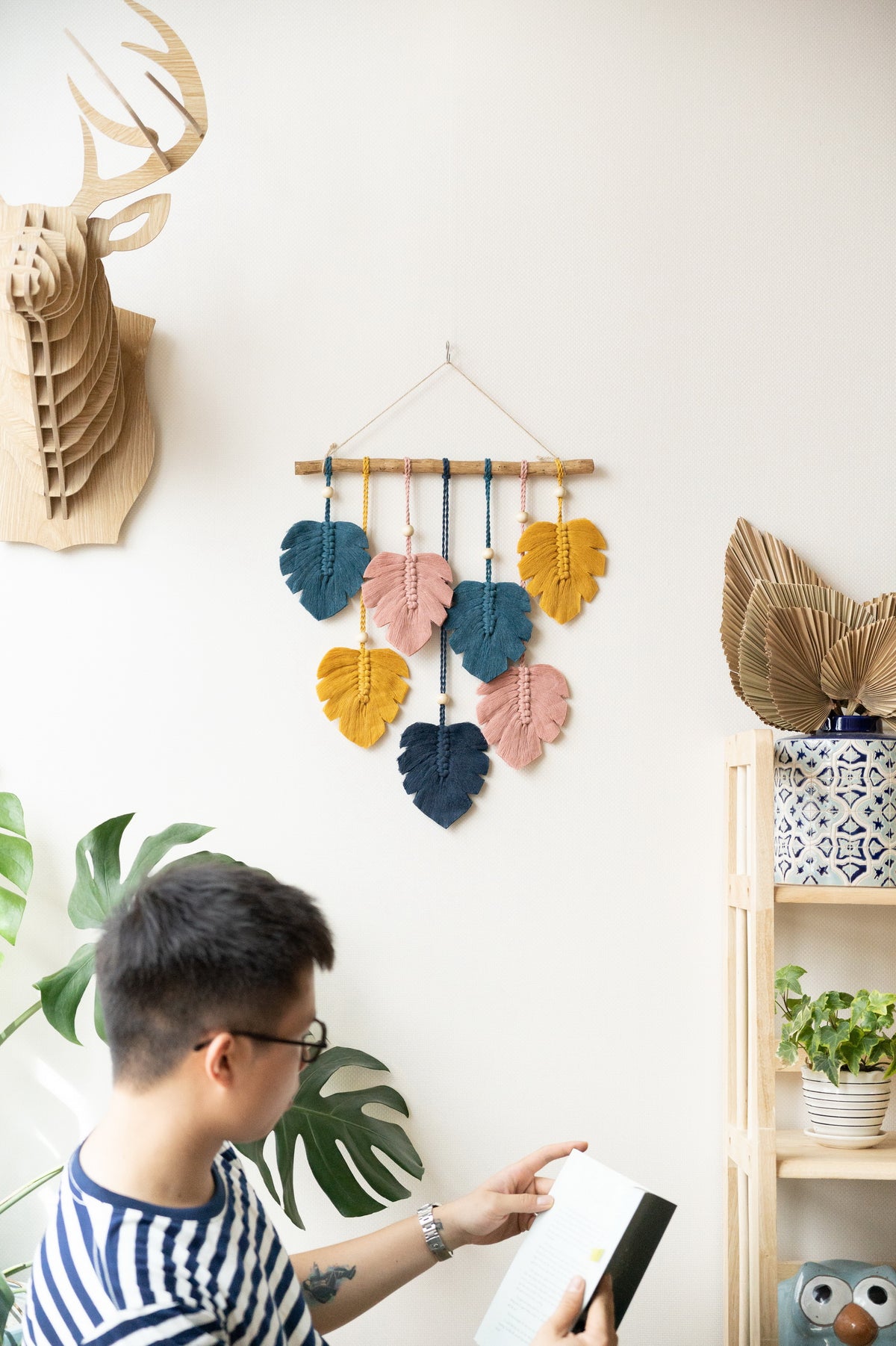 Macrame Leaf Wall Hanging macrame cord for Boho Wall Decor L47