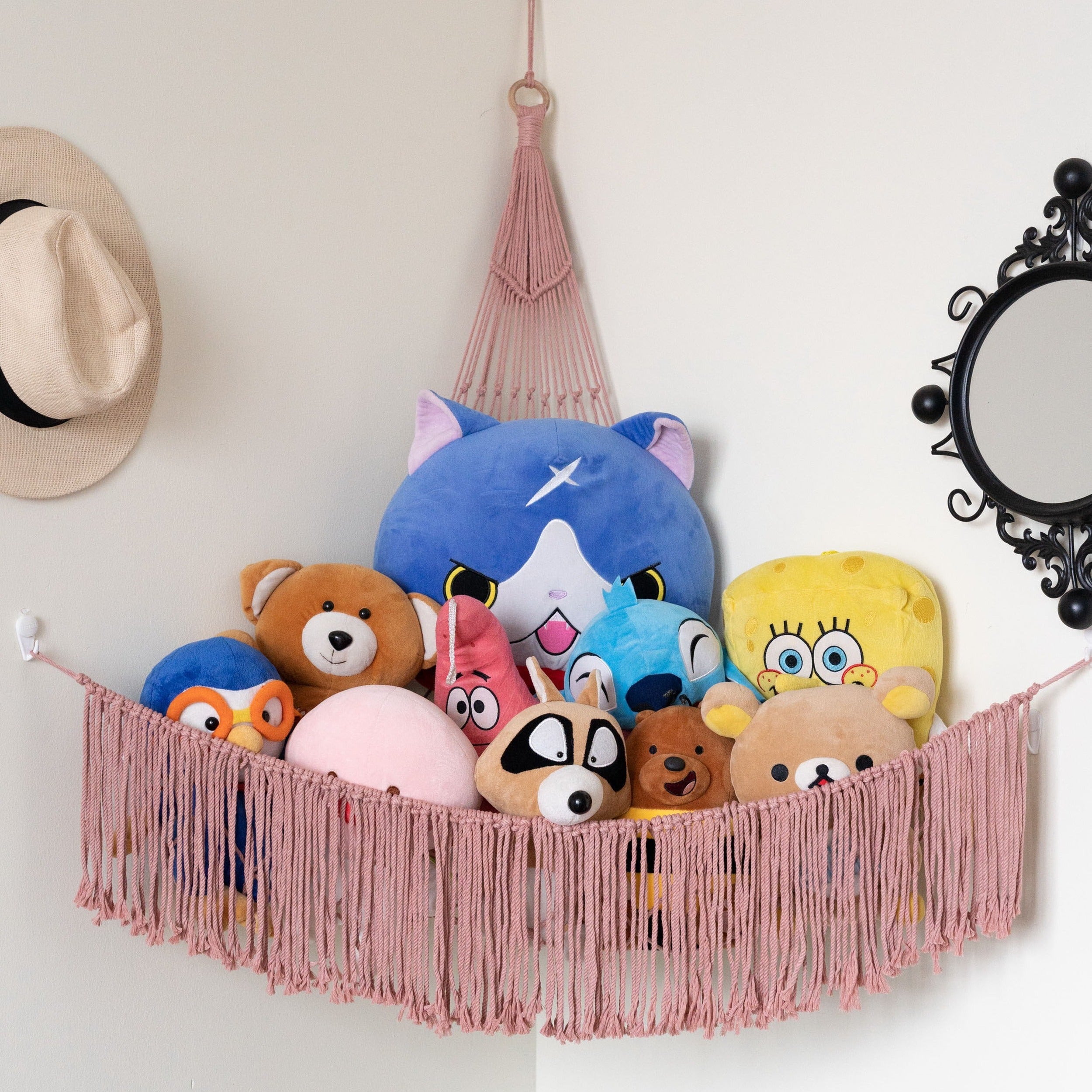 Macrame Toy Storage Hammock handmade toy hammock for kids room H26