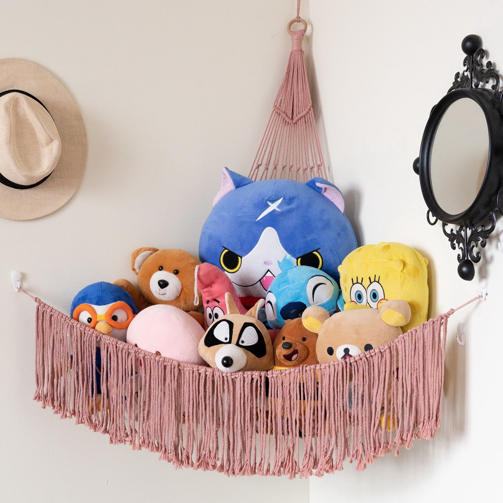 Macrame Toy Storage Hammock handmade toy hammock for kids room H26