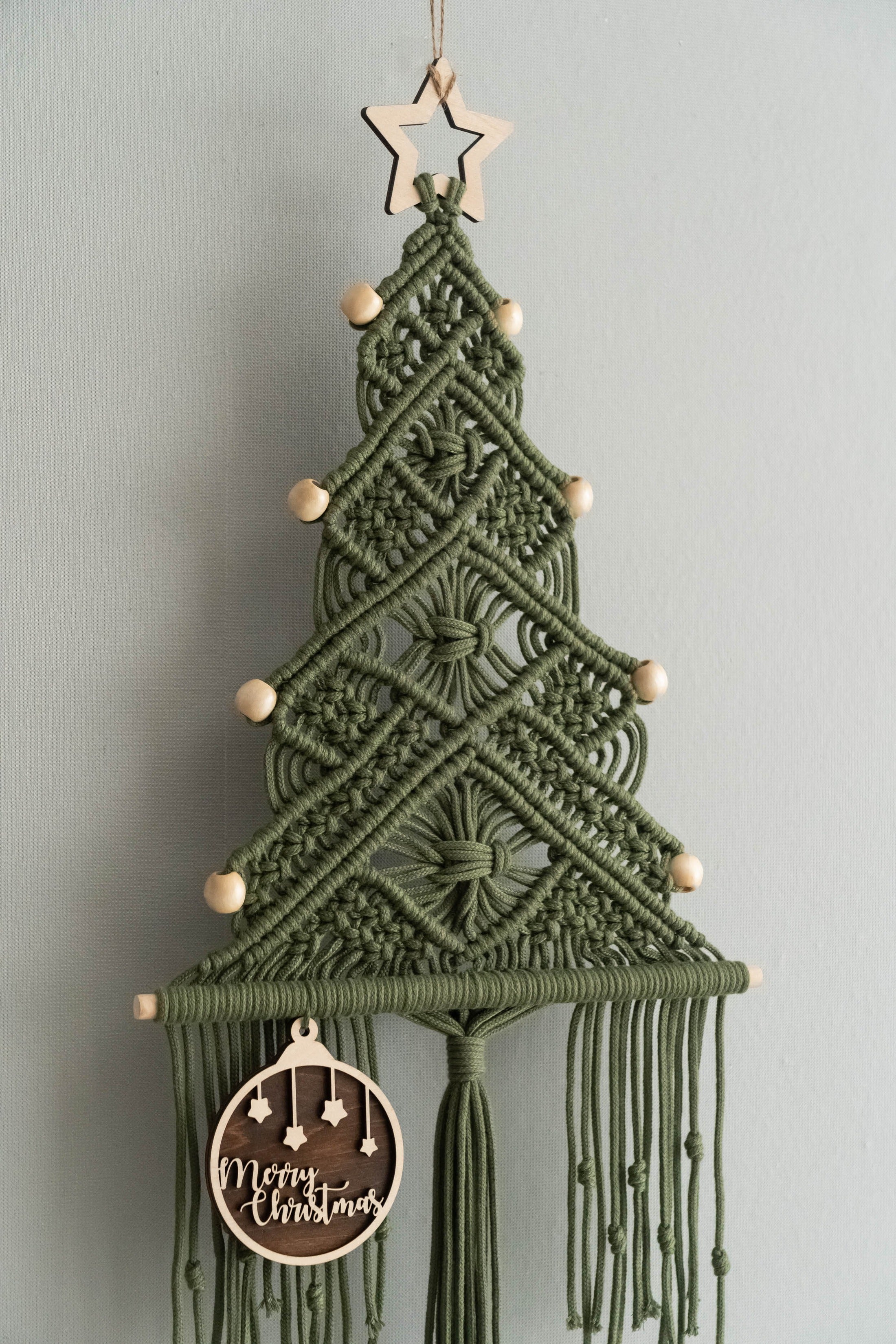 Macrame Christmas Tree Wall Hanging – Boho Holiday Cotton Decor X32