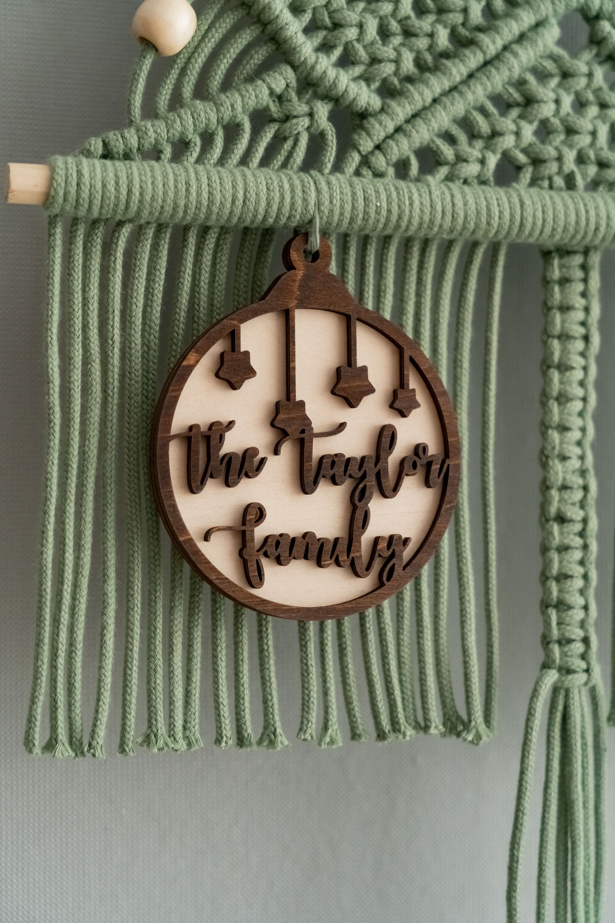 Macrame Beaded Christmas Tree Ornament – Rustic Cotton Cord Decor X33