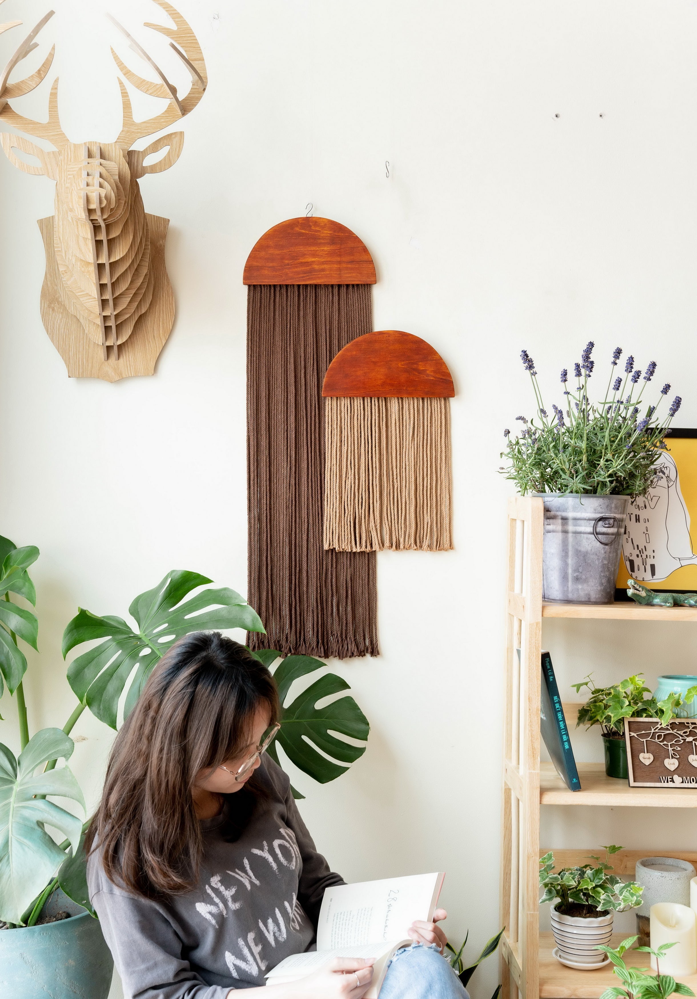 Half Moon Wall Hanging – Boho Cotton Cord Decor in Modern Style W21