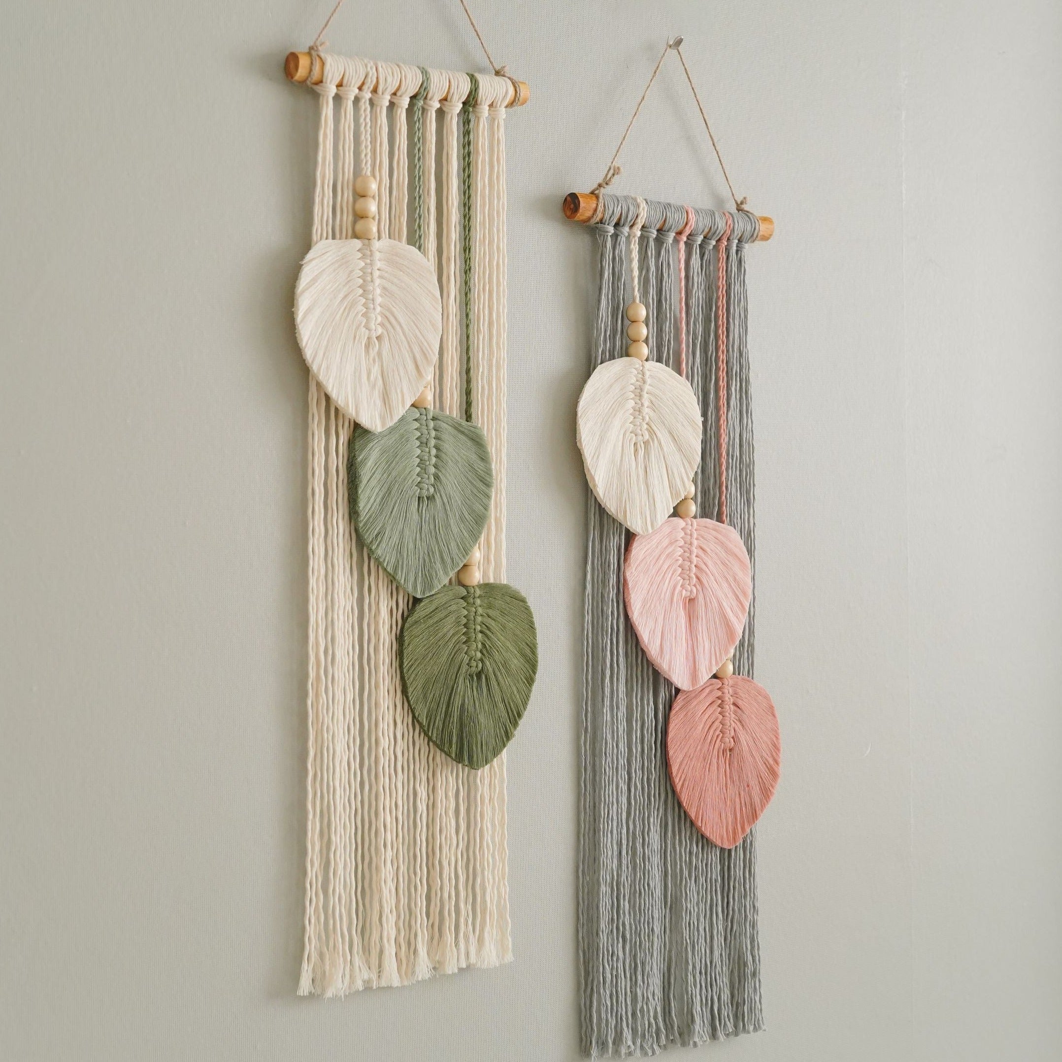 Three Leaves Wall Hanging – Macrame Leaf Decor for Boho V24