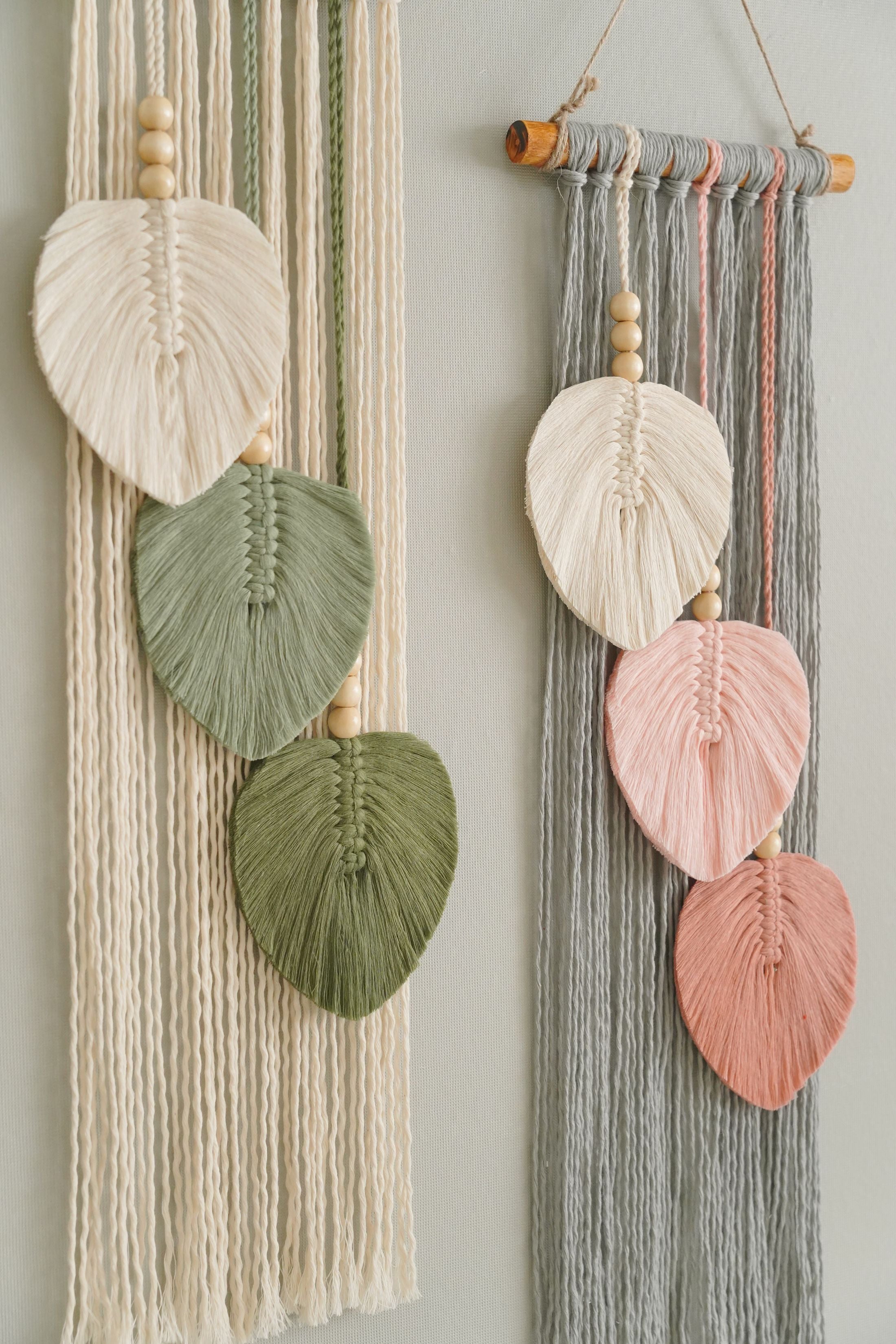 Three Leaves Wall Hanging – Macrame Leaf Decor for Boho V24