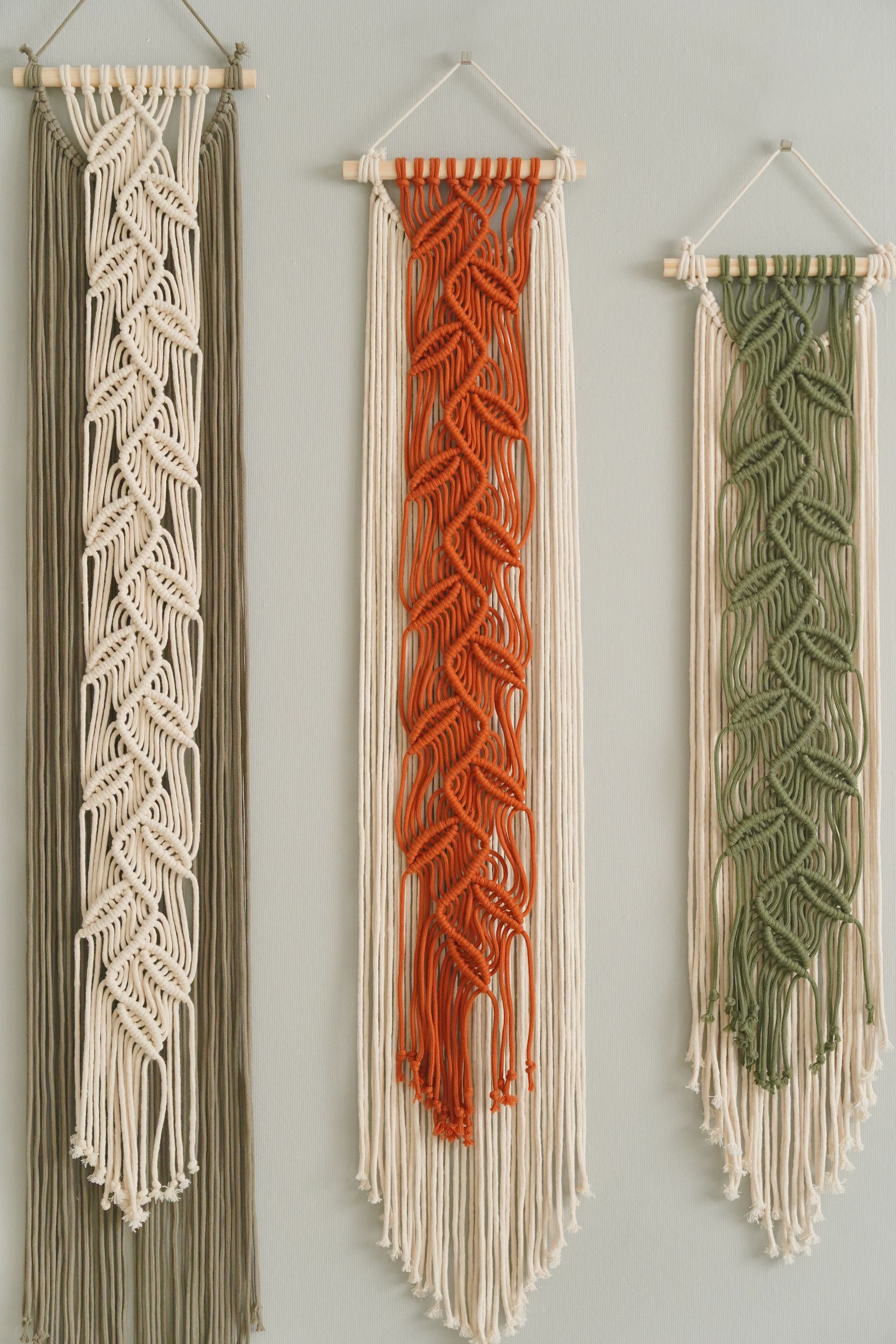 Macrame Leaf Wall Hanging - Minimal Cotton Cord Boho Wall Decor V22