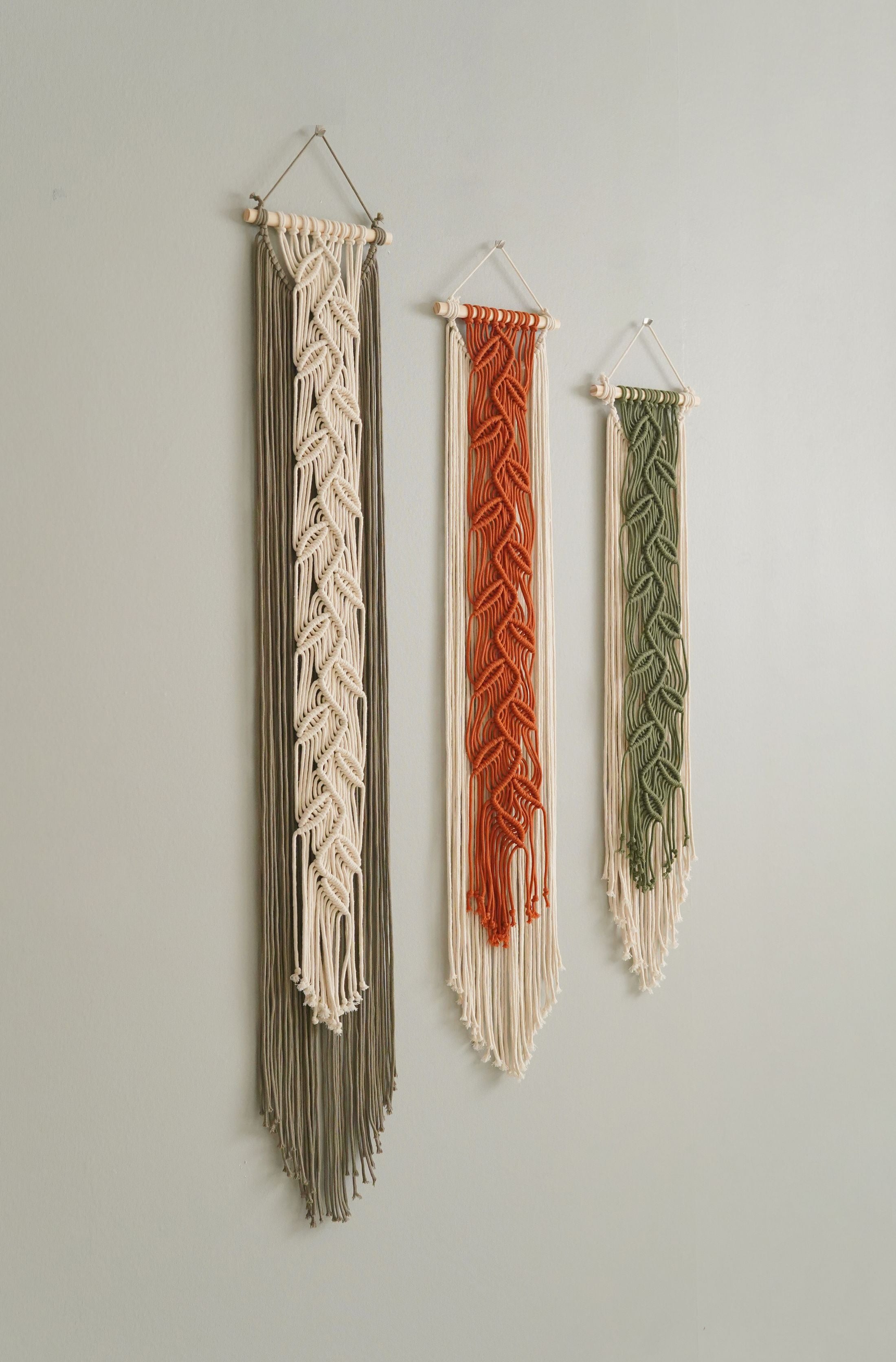 Macrame Leaf Wall Hanging - Minimal Cotton Cord Boho Wall Decor V22