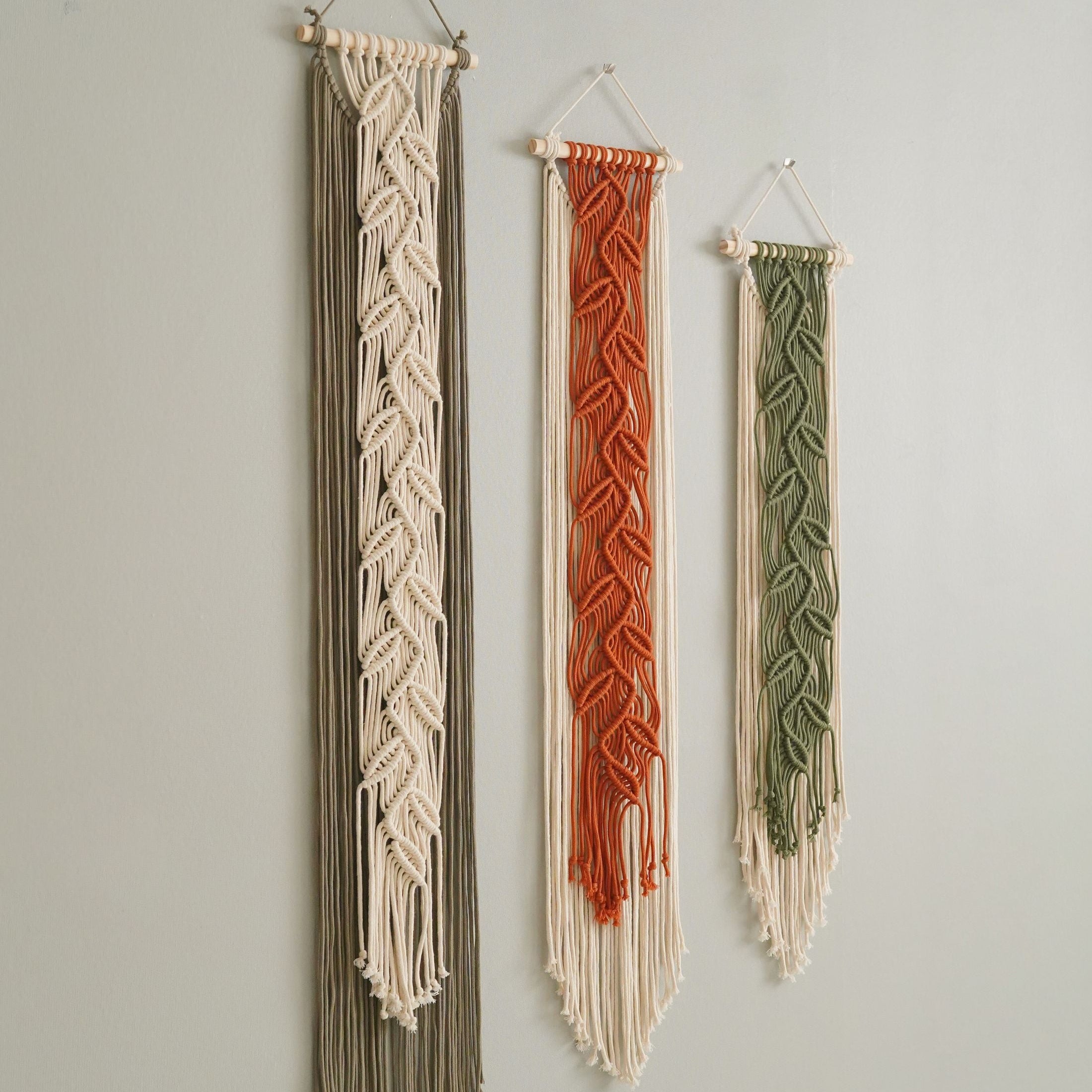 Macrame Leaf Wall Hanging - Minimal Cotton Cord Boho Wall Decor V22