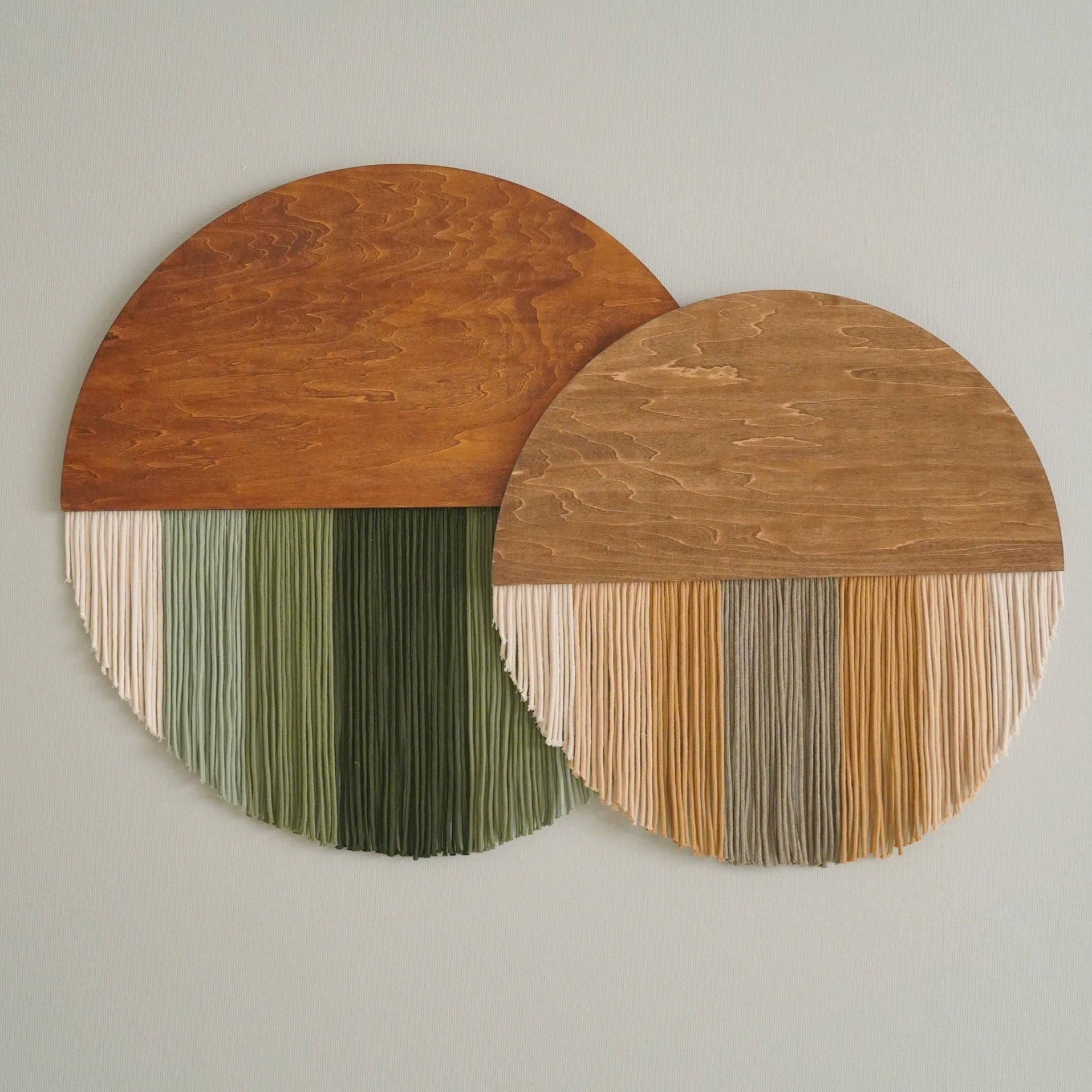 Lunar Memory Wall Hanging – Boho Green Cotton Wall Art V07