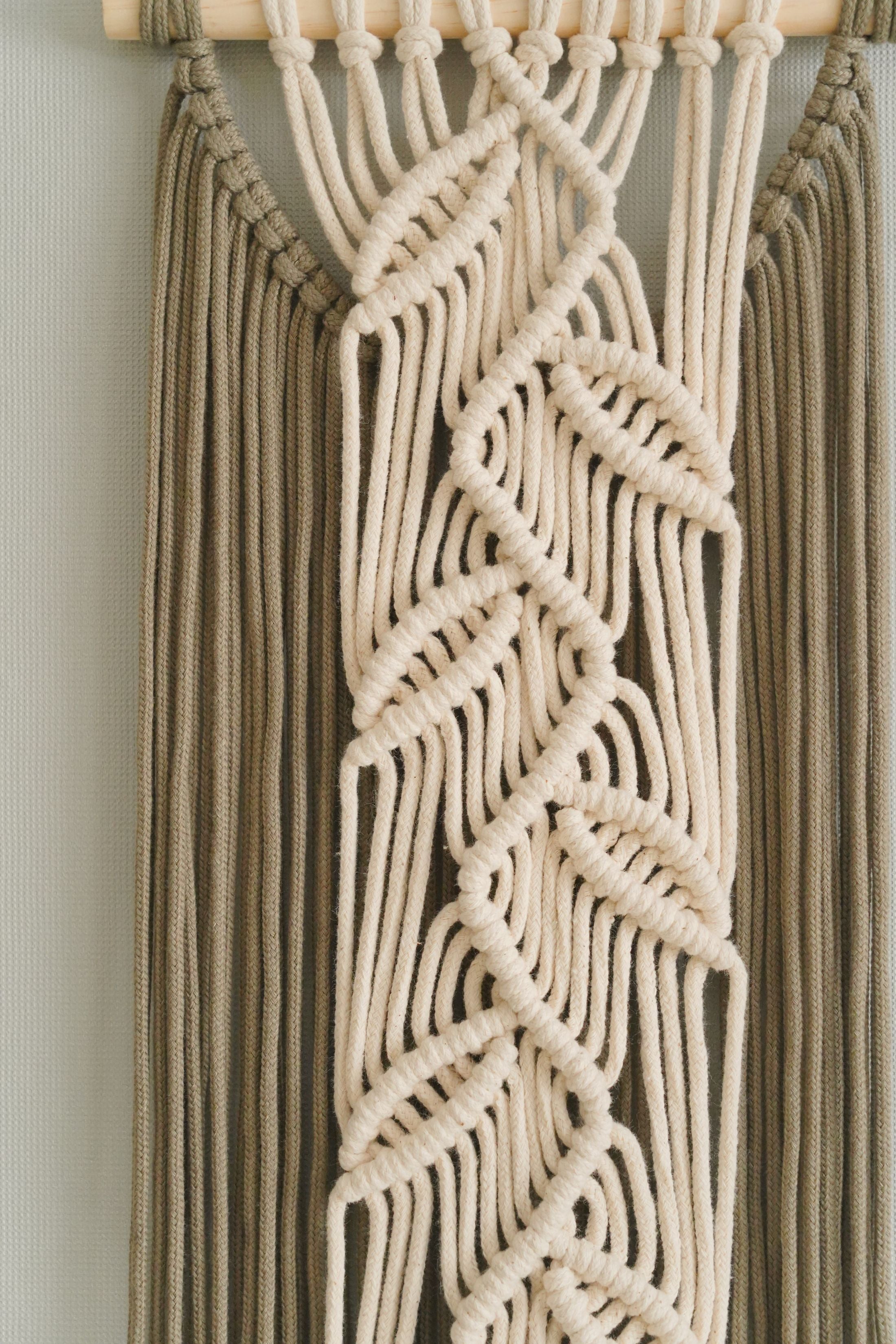 Macrame Leaf Wall Hanging - Minimal Cotton Cord Boho Wall Decor V22