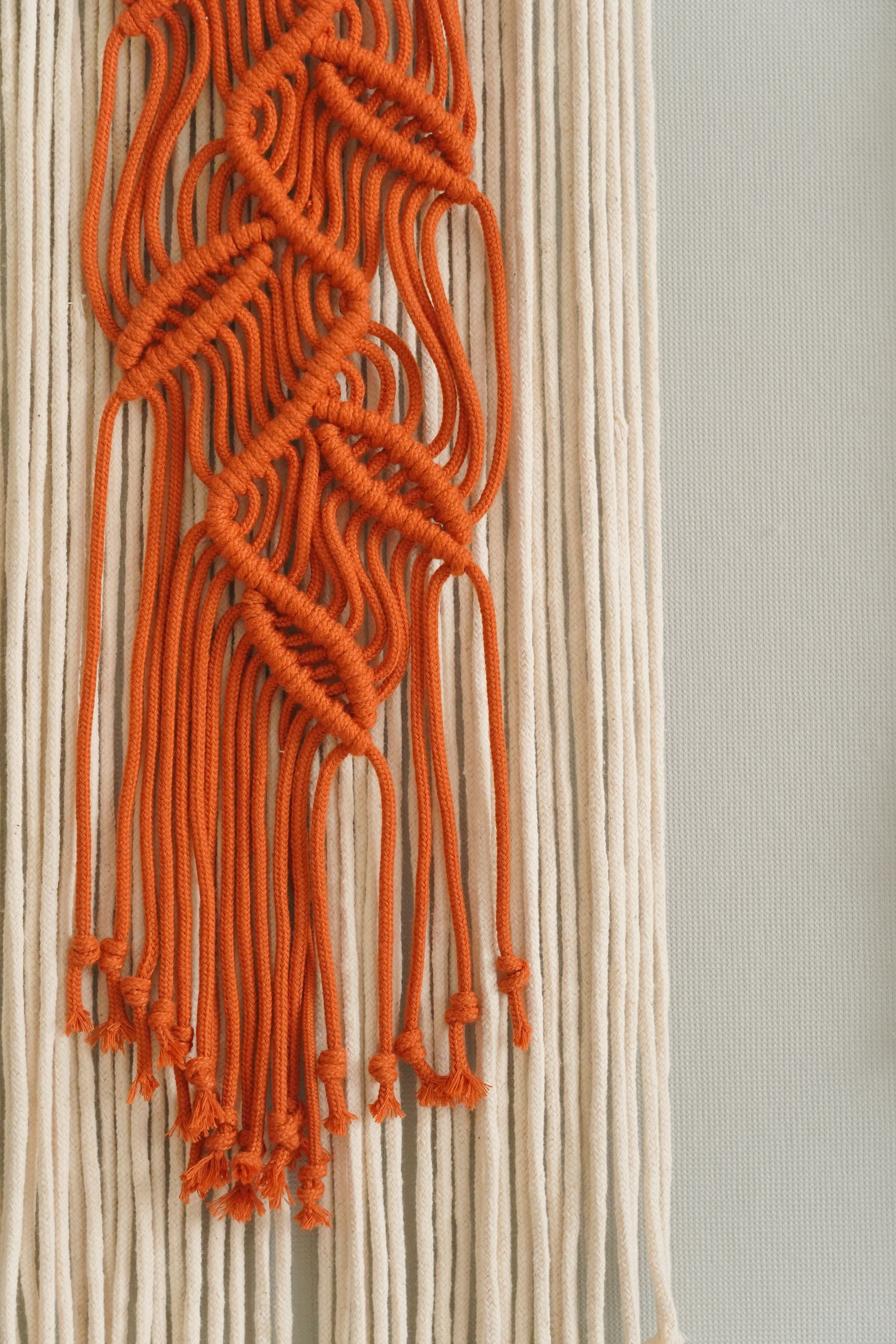 Macrame Leaf Wall Hanging - Minimal Cotton Cord Boho Wall Decor V22