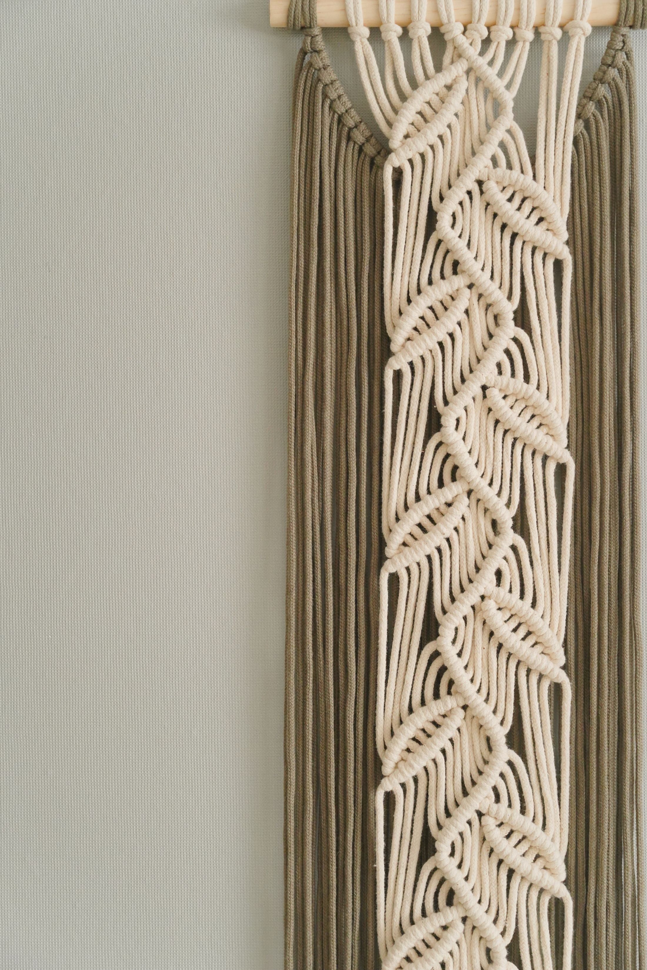 Macrame Leaf Wall Hanging - Minimal Cotton Cord Boho Wall Decor V22