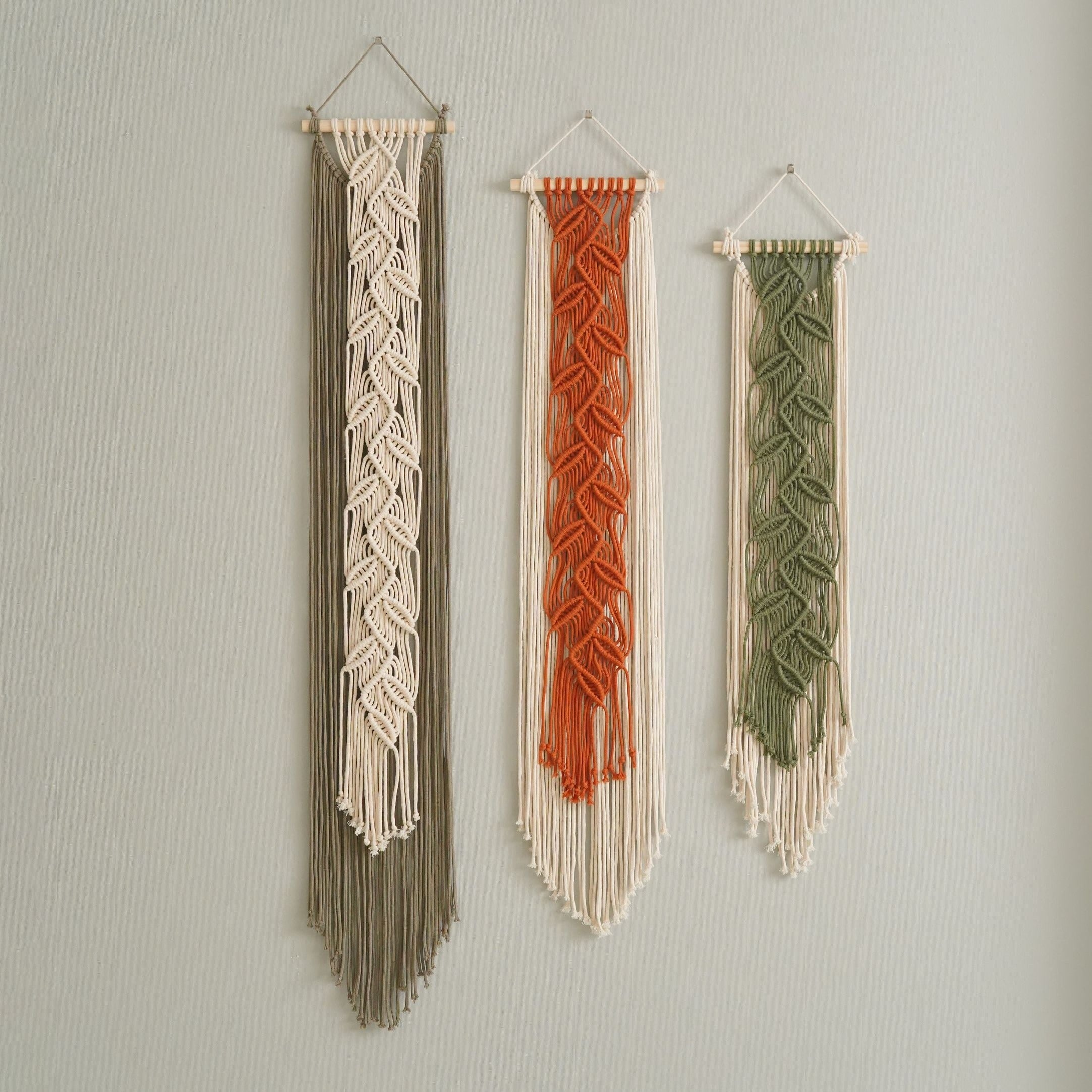 Macrame Leaf Wall Hanging - Minimal Cotton Cord Boho Wall Decor V22