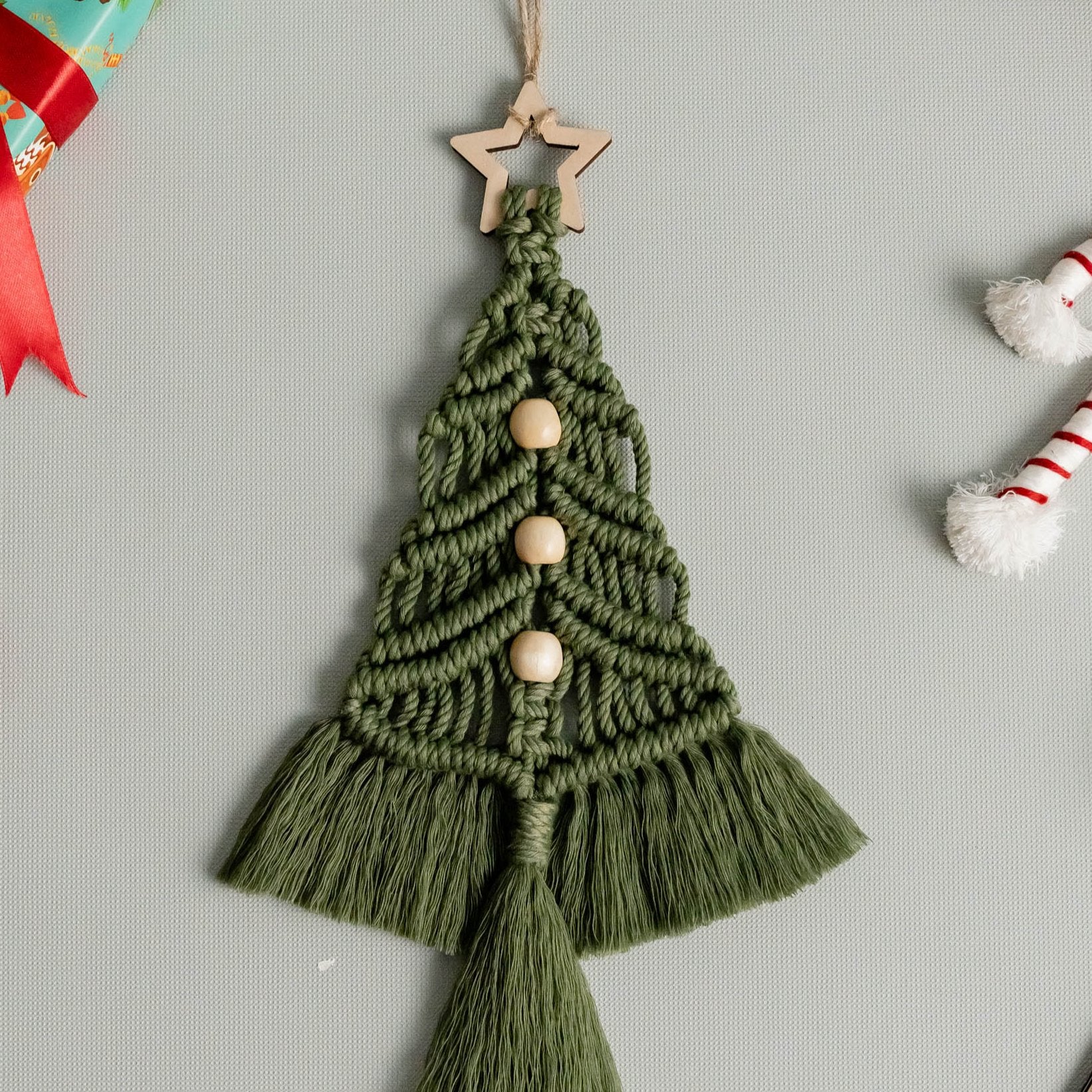Macrame Christmas Tree Wall Hanging for Festive Holiday Decor
