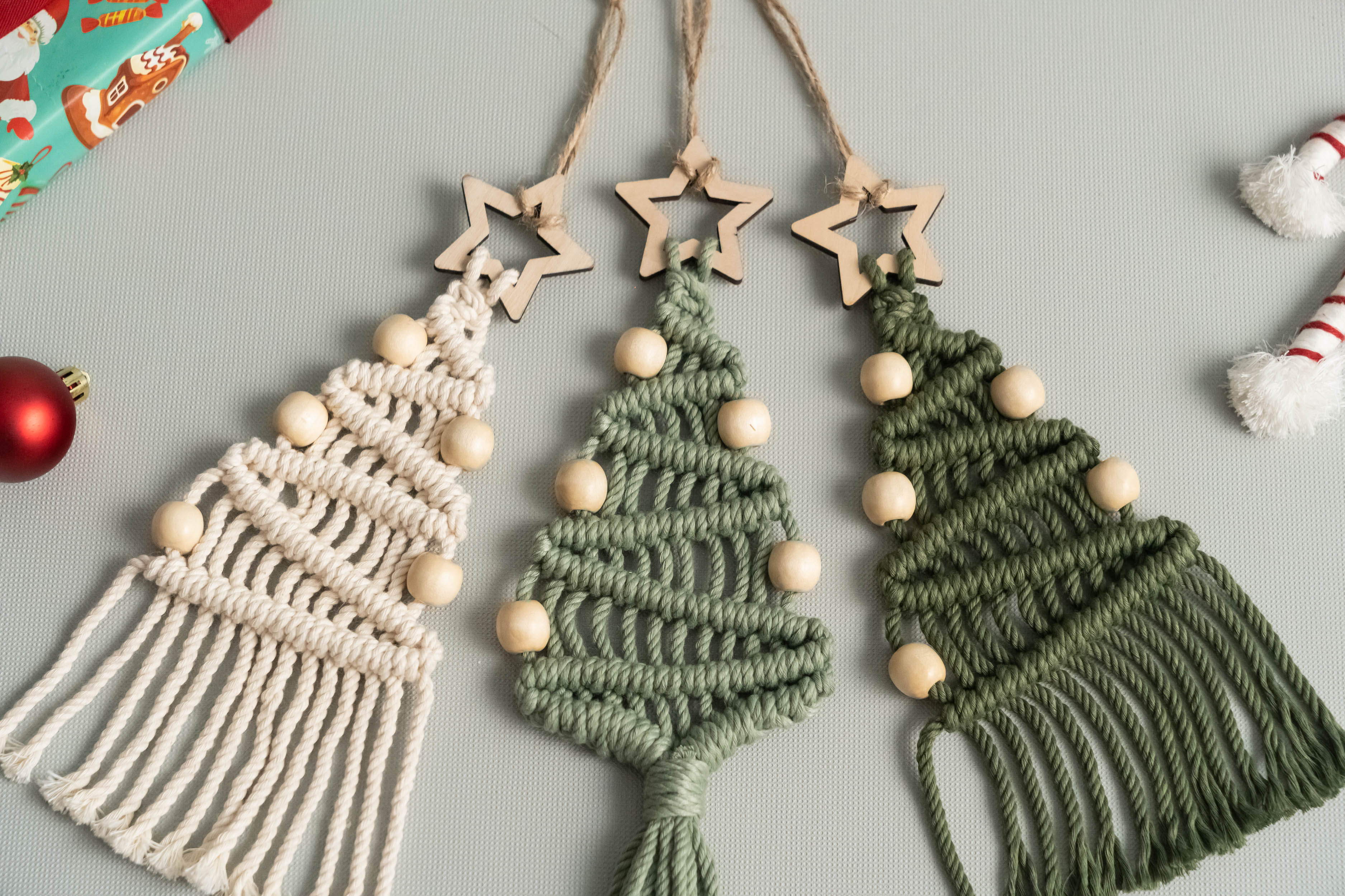 DIY Christmas Tree Macrame Kit – Cotton Cord & Wooden Beads K24