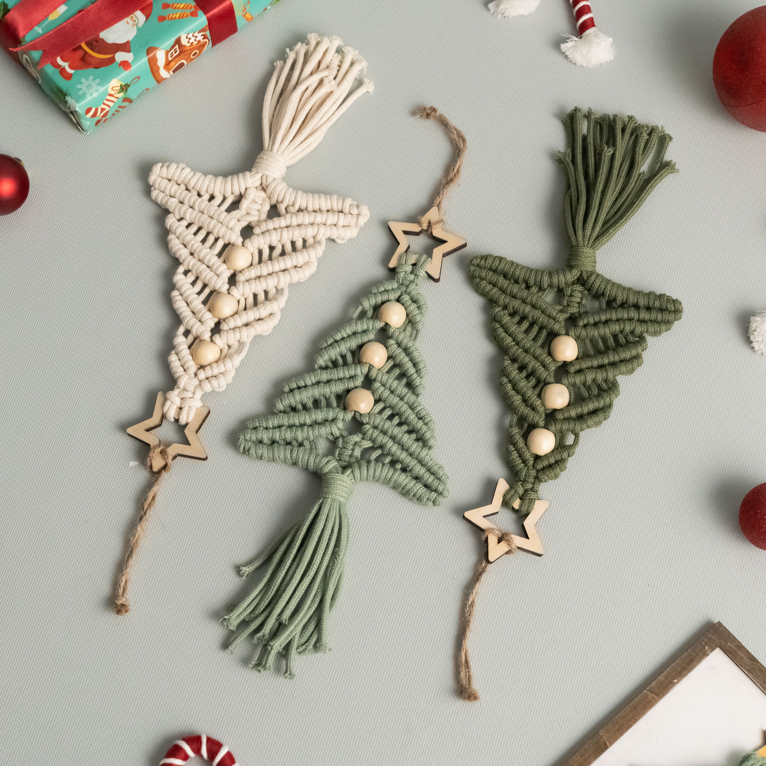 Mini Macrame Christmas Tree DIY Kit – Cotton Ornament Craft Kit K63
