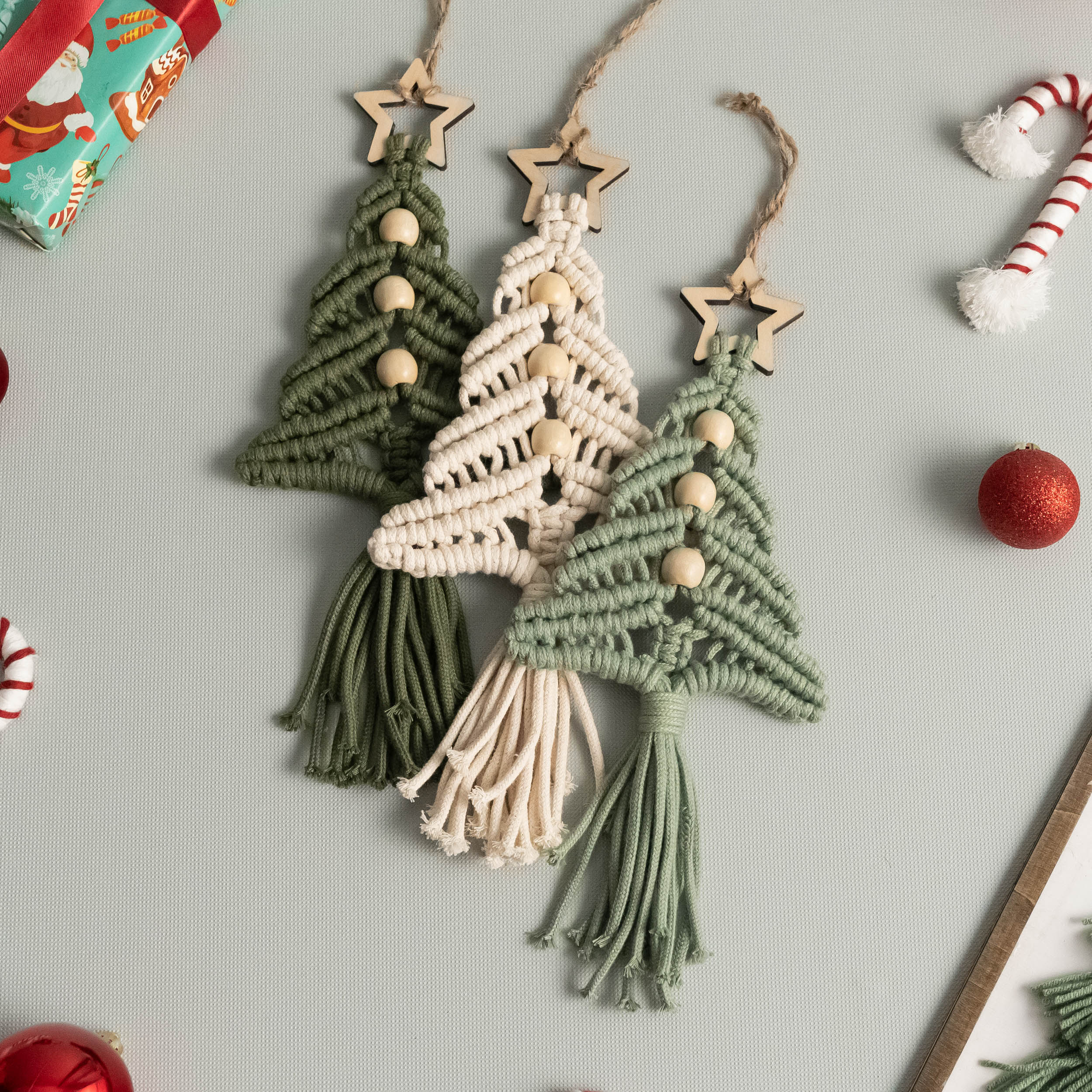 Mini Macrame Christmas Tree DIY Kit – Cotton Ornament Craft Kit K63