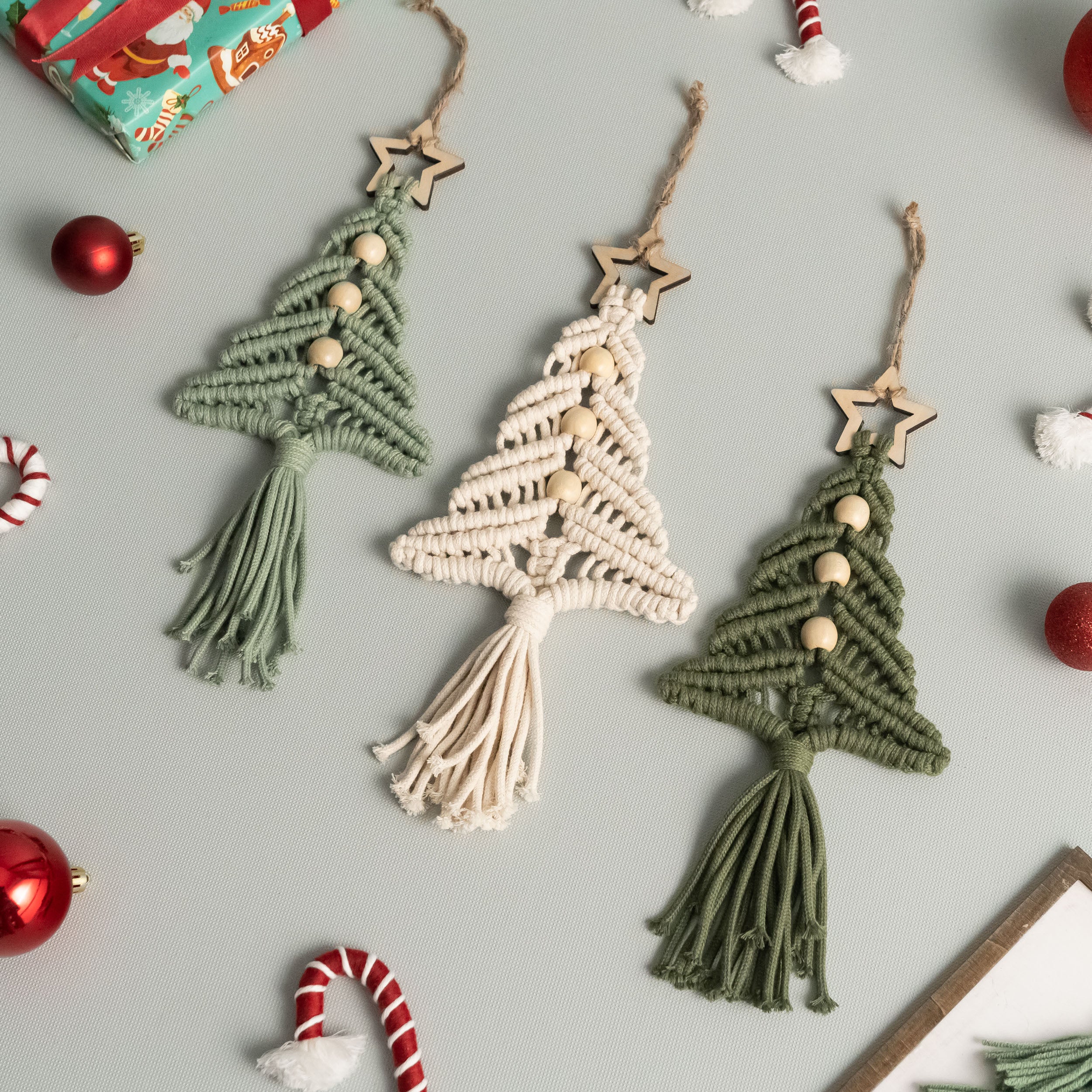 Mini Macrame Christmas Tree DIY Kit – Cotton Ornament Craft Kit K63