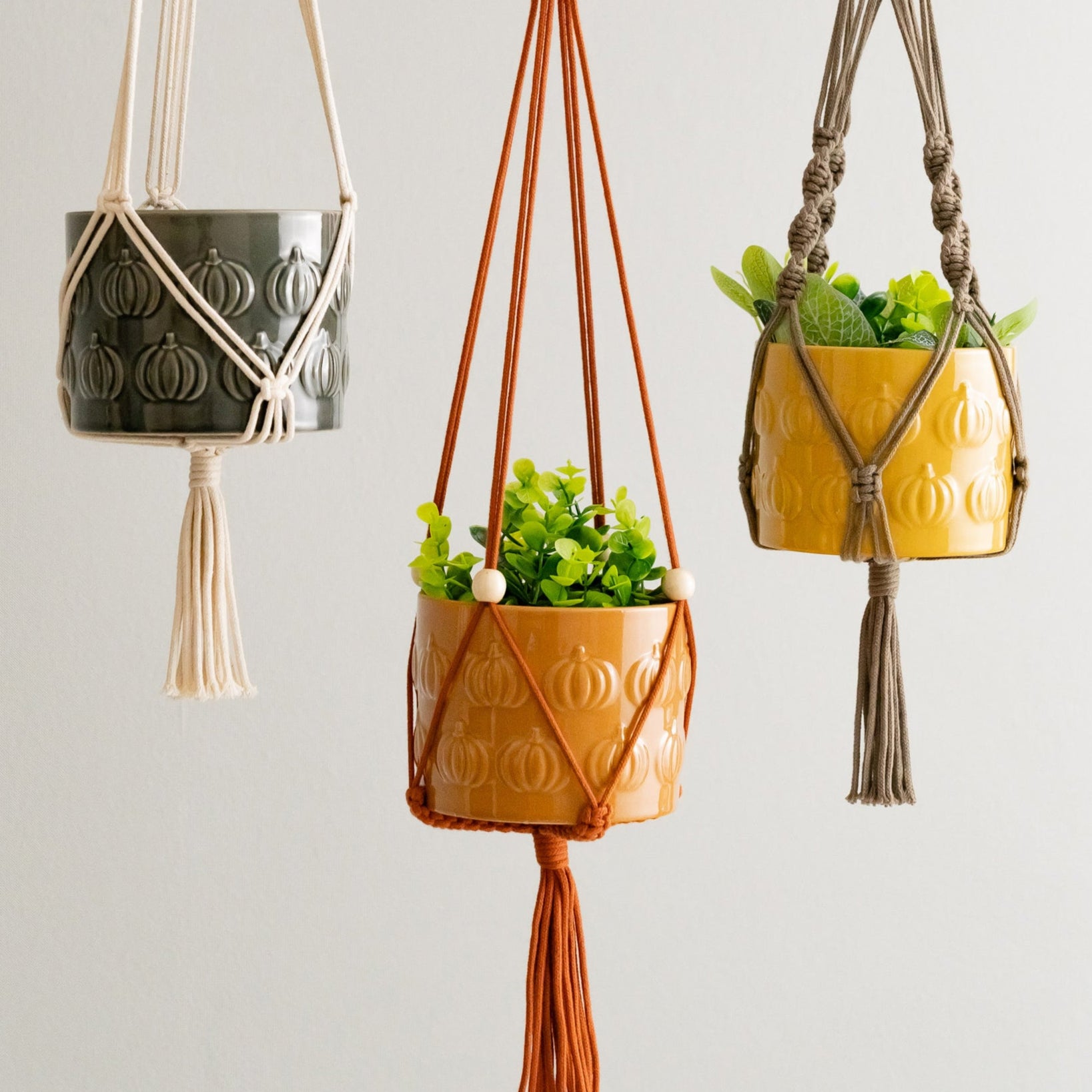 Macrame Hanging Plant Holder – Boho Woven Cotton Wall Hanger I56