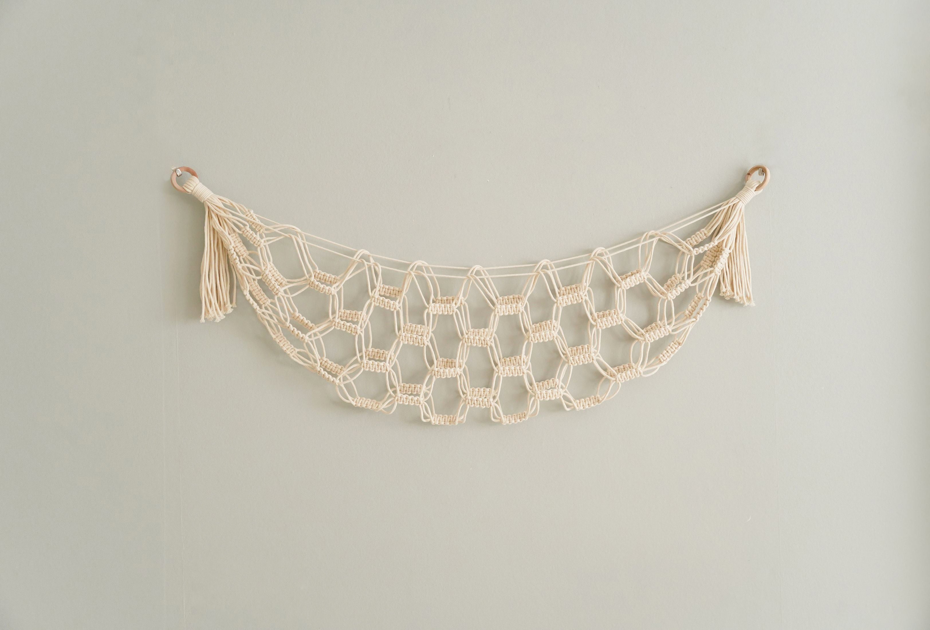 Macrame Toy Hammock for Stuffed Toys - Plush Rope Wall Organizer I25