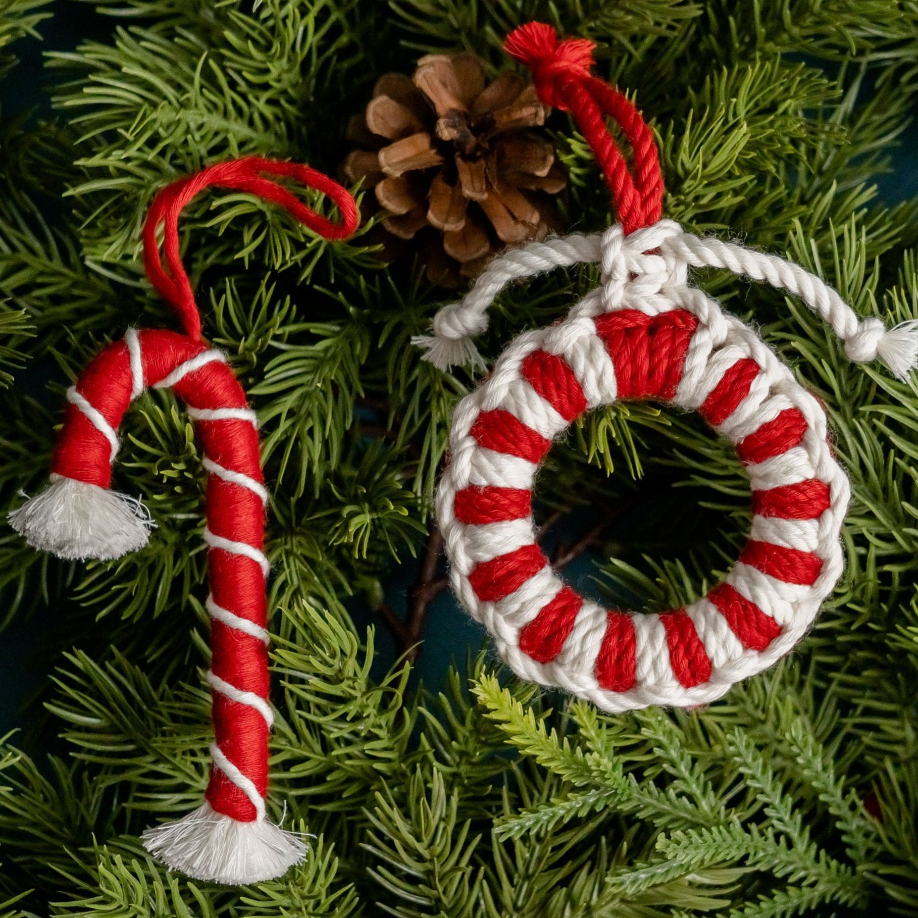 Macrame Christmas Ornaments Set – Boho Holiday Tree Decorations X06